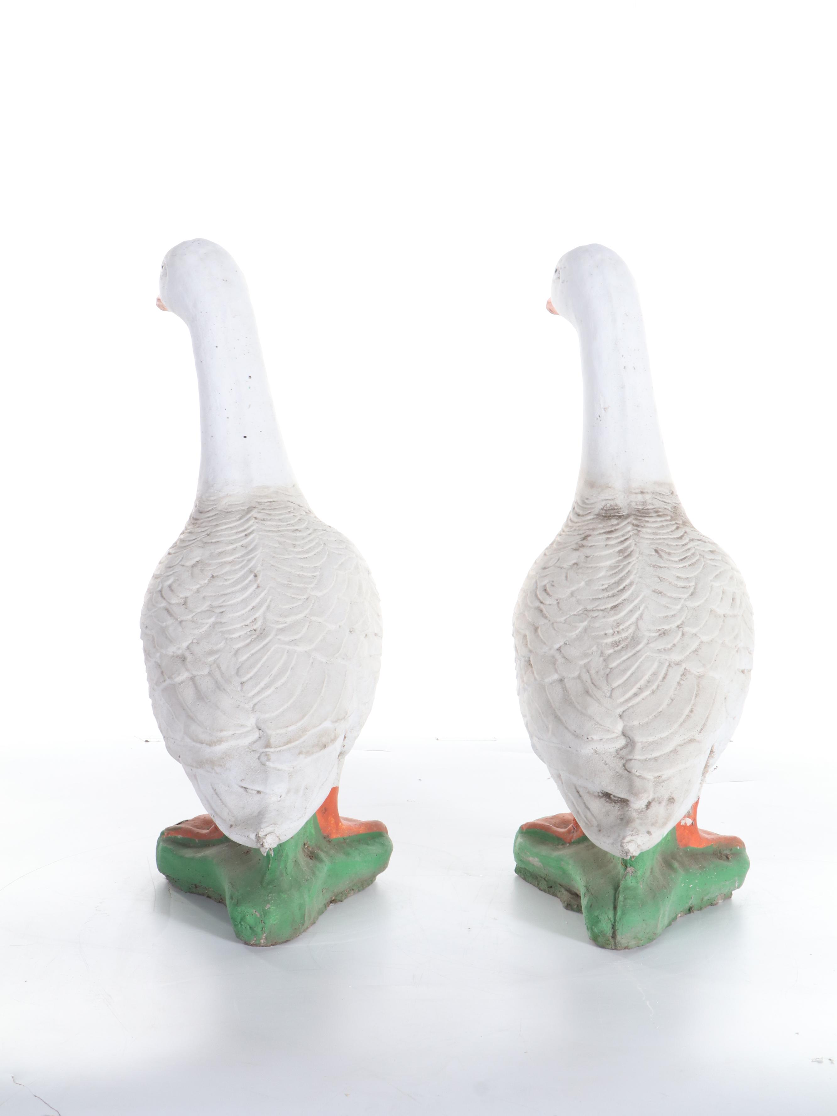 Pair of Cast Concrete Ducks