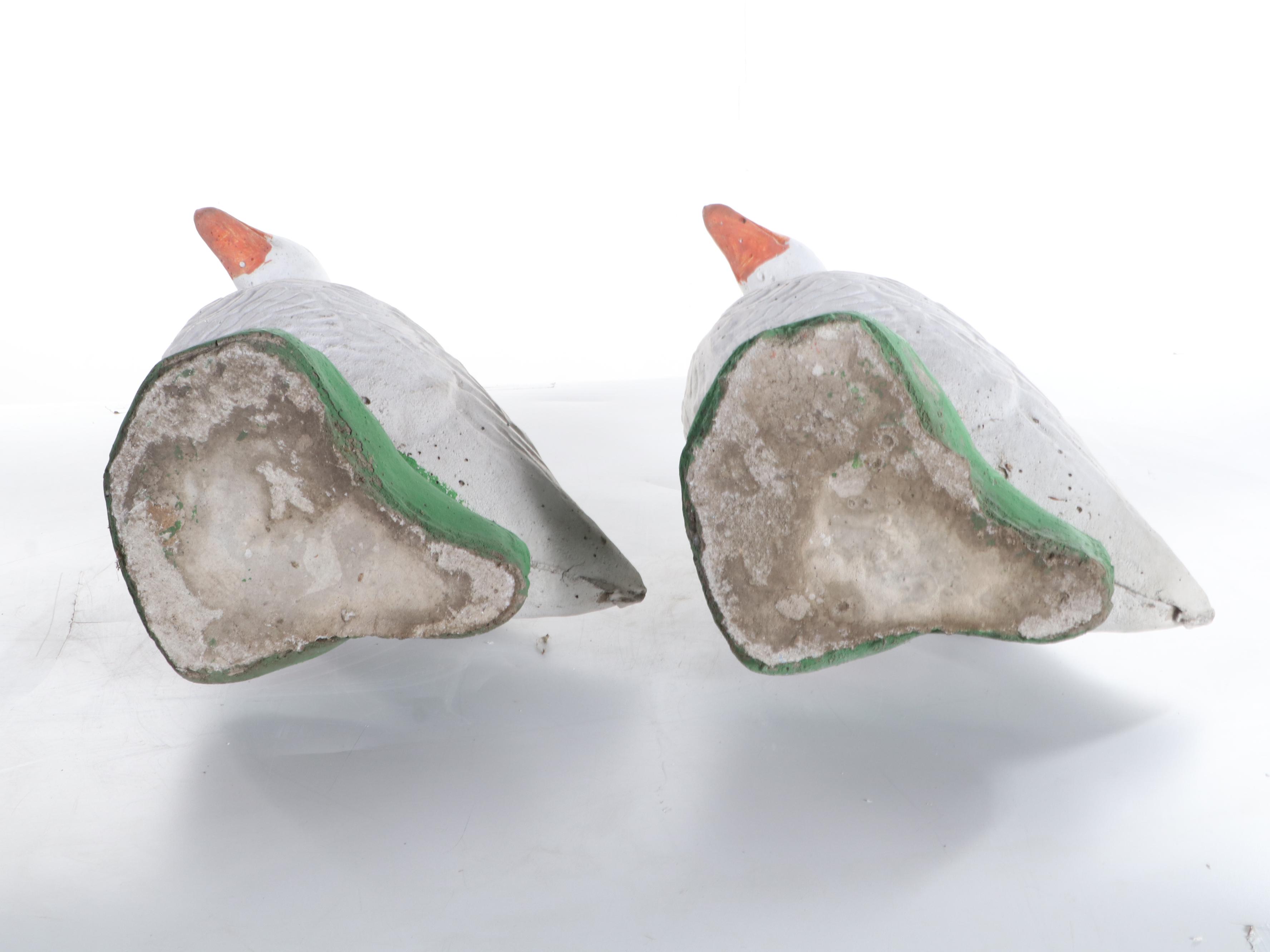 Pair of Cast Concrete Ducks