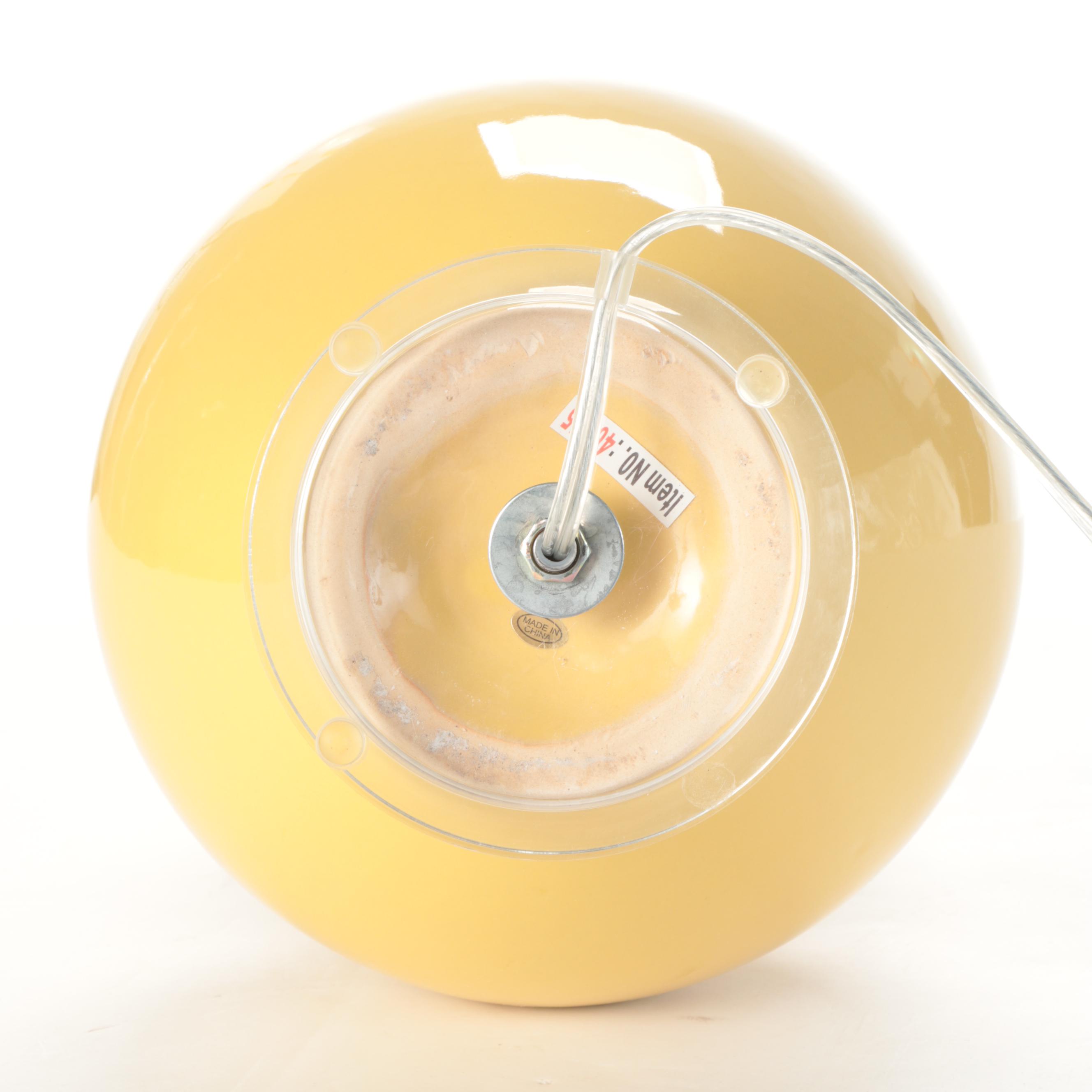 Yellow Ceramic Double Gourd on Acrylic Table Lamp, Contemporary