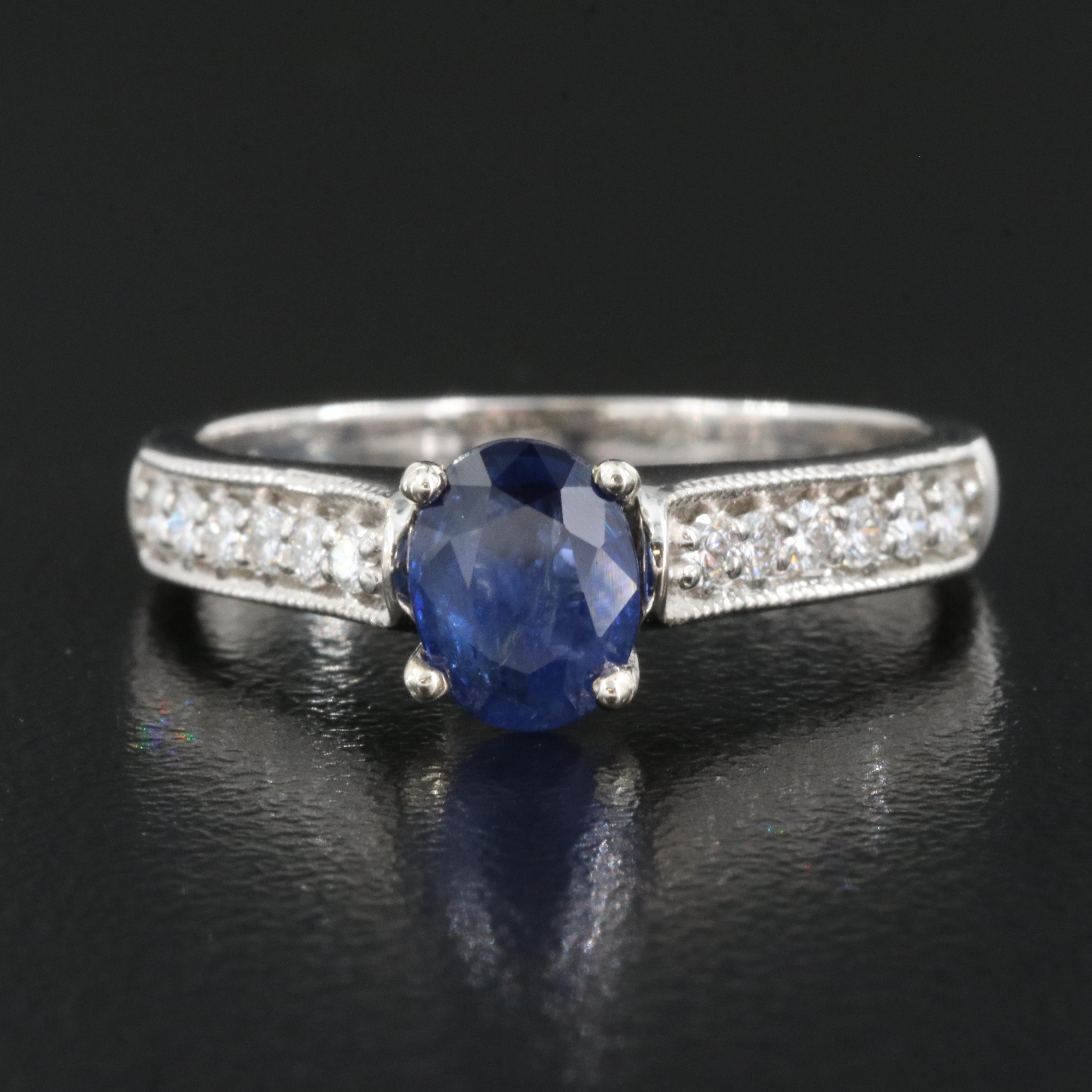 Alfred Levitt 14K 1.04 CT Sapphire and Diamond Ring