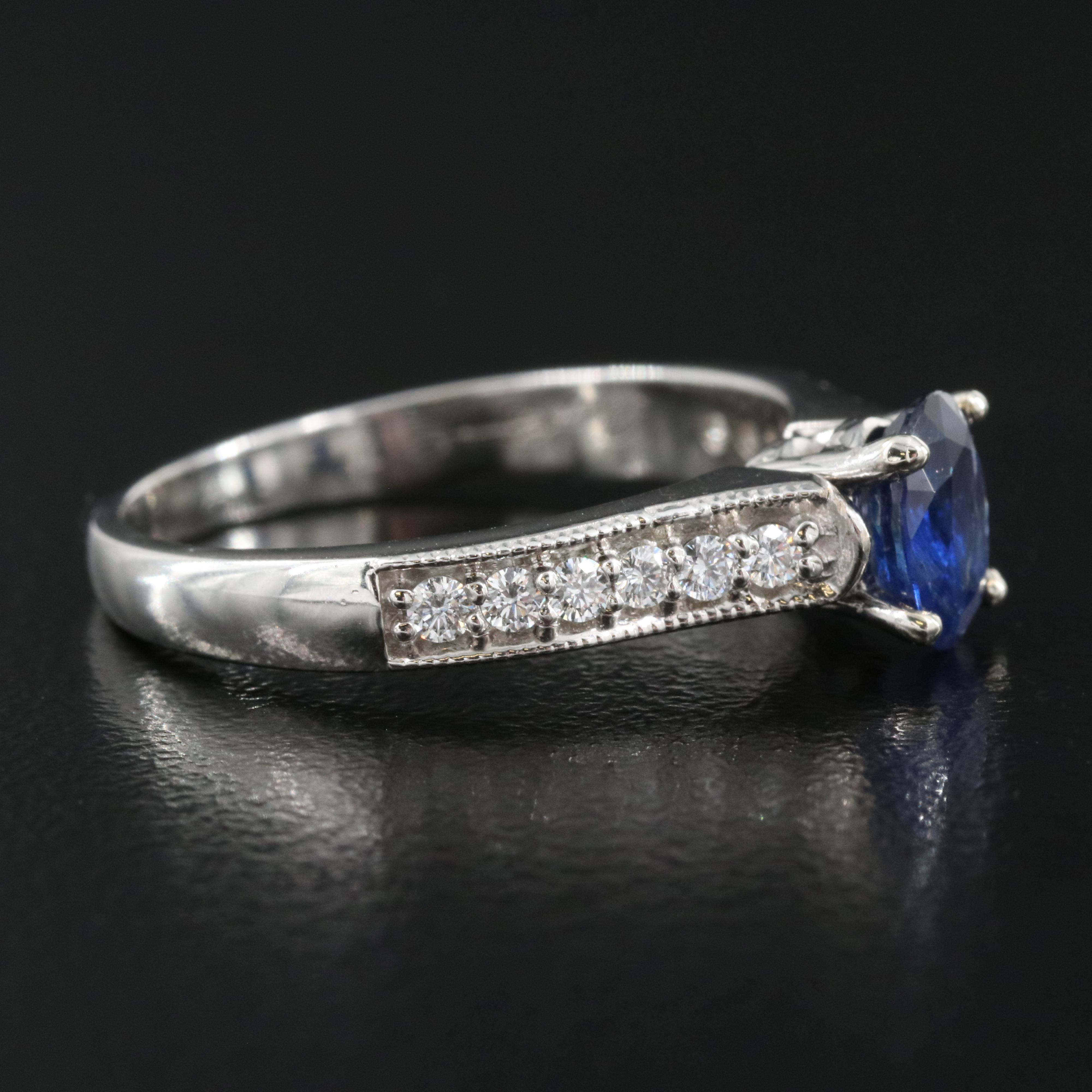 Alfred Levitt 14K 1.04 CT Sapphire and Diamond Ring