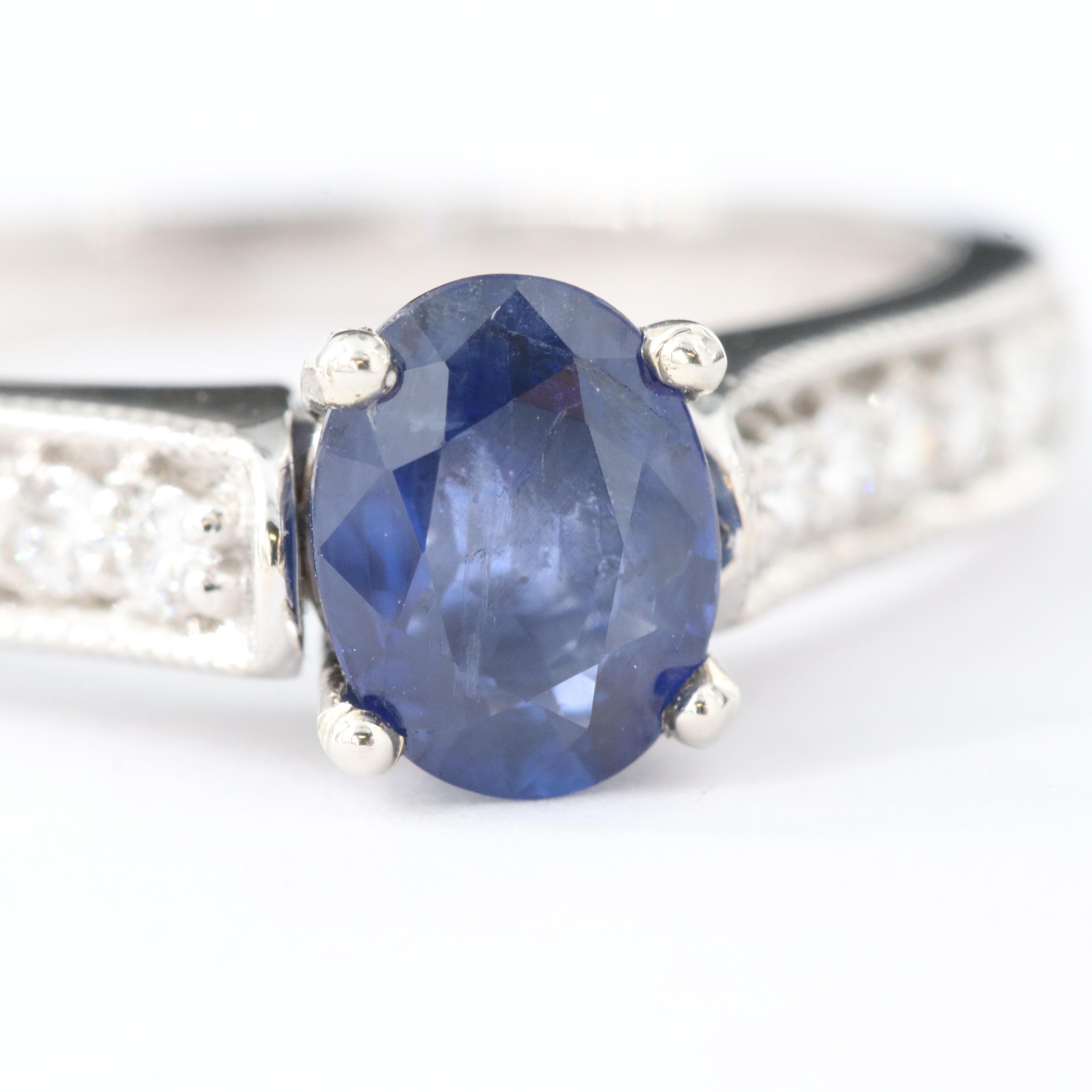 Alfred Levitt 14K 1.04 CT Sapphire and Diamond Ring