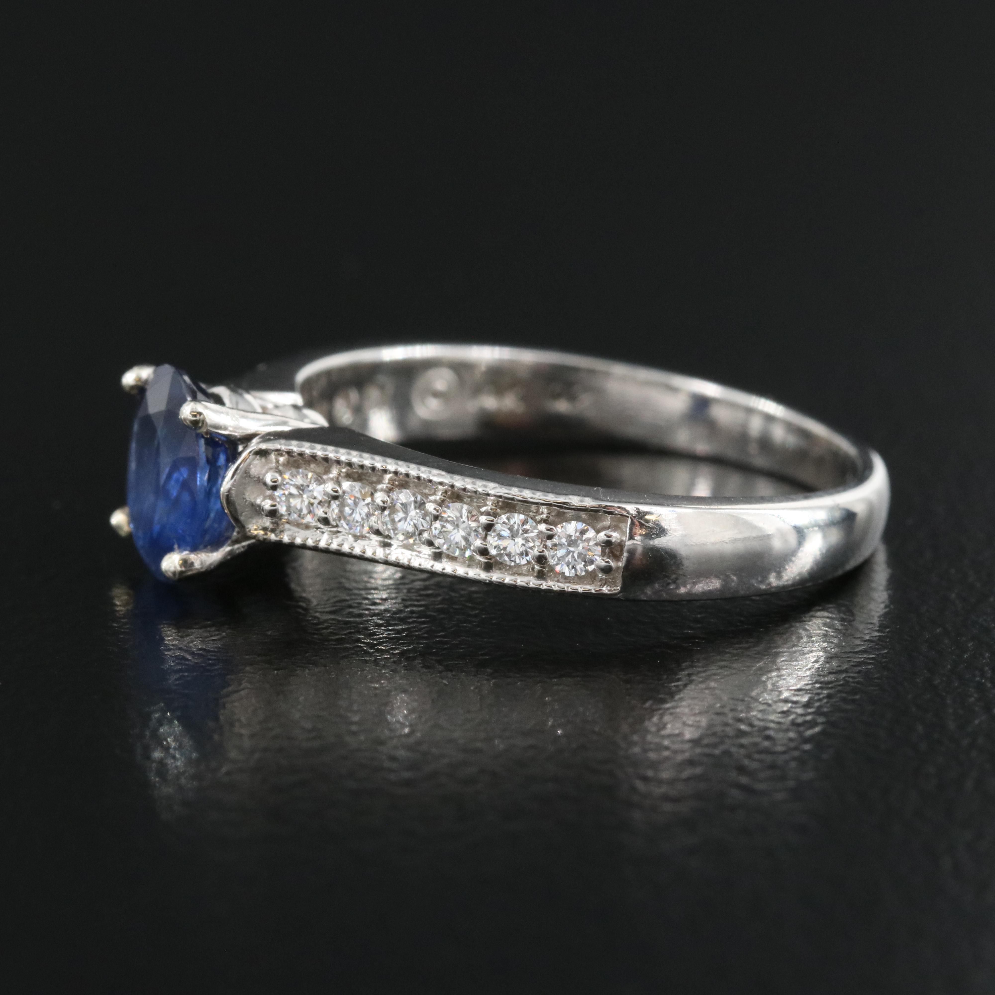 Alfred Levitt 14K 1.04 CT Sapphire and Diamond Ring