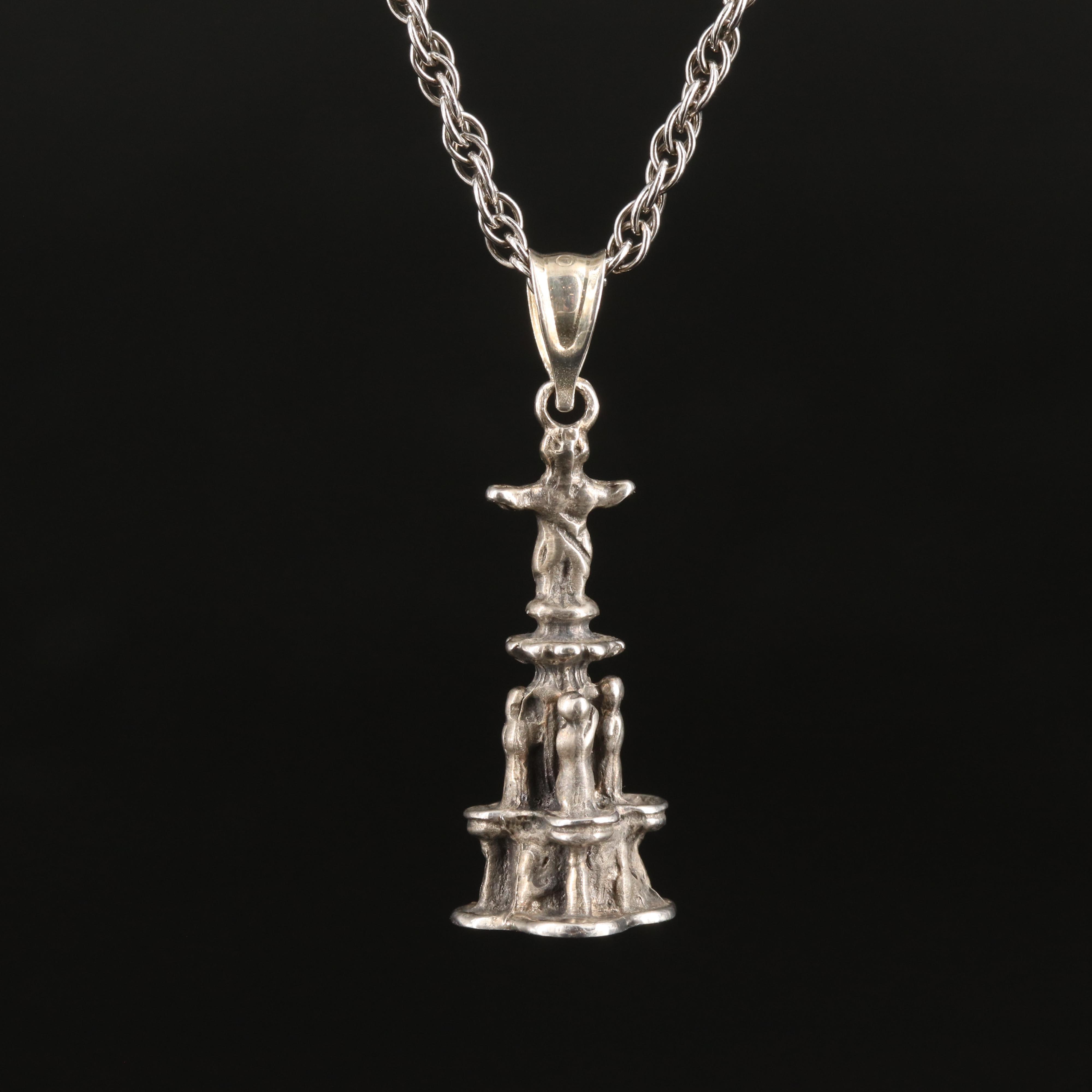 Sterling Cincinnati Fountain Square Pendant Necklace