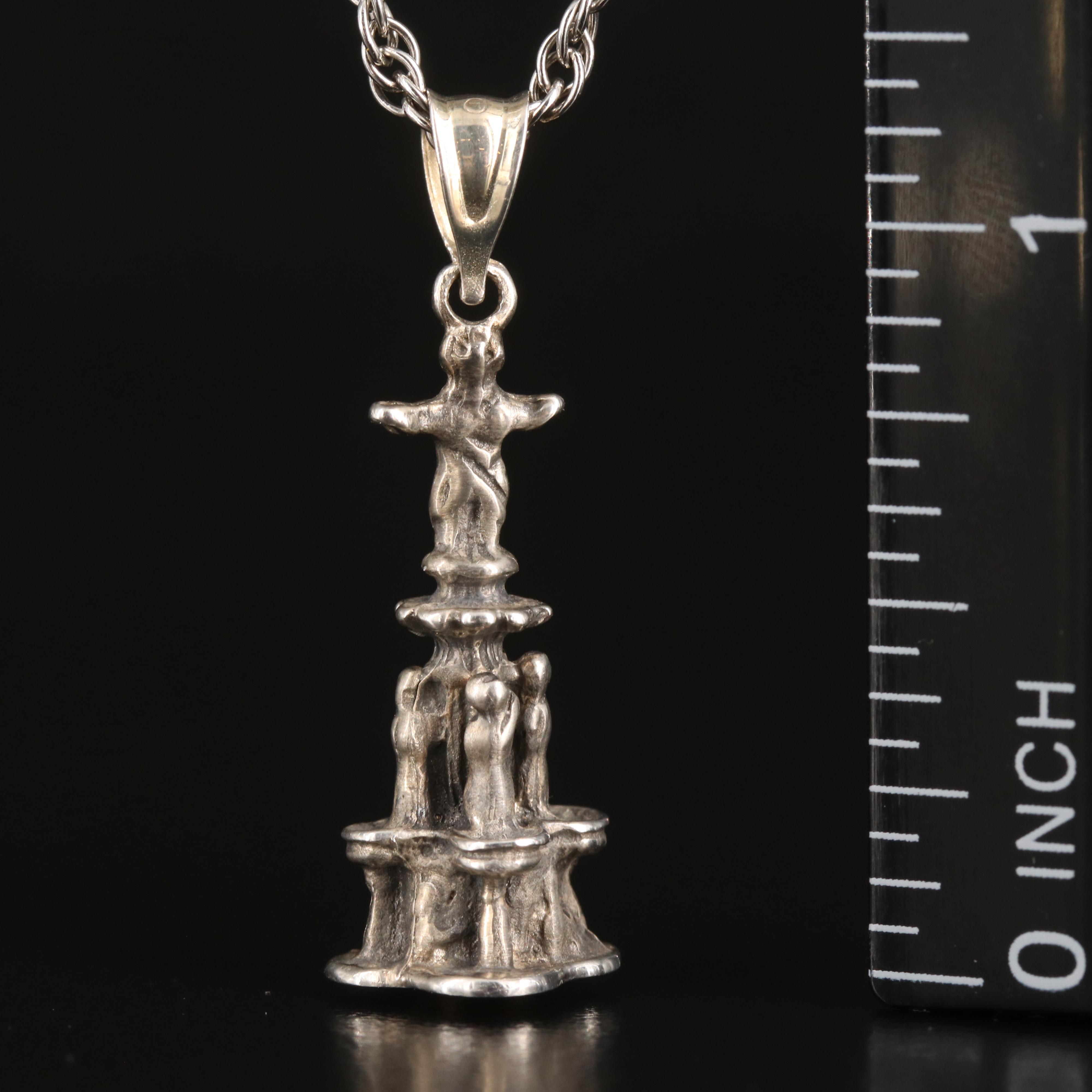 Sterling Cincinnati Fountain Square Pendant Necklace