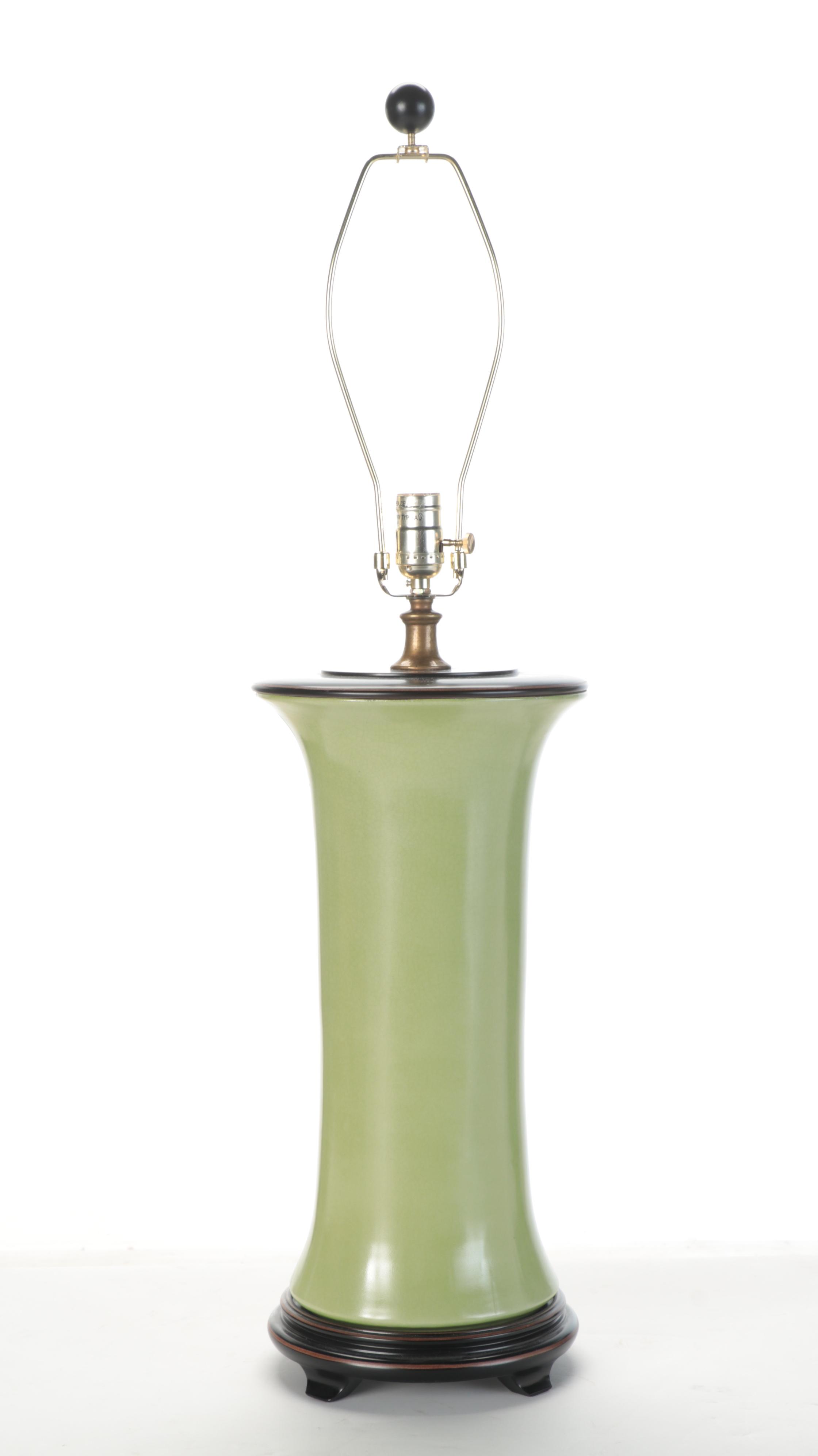 Port 68 Olive Green Ceramic and Brass Table Lamp, Contemporary