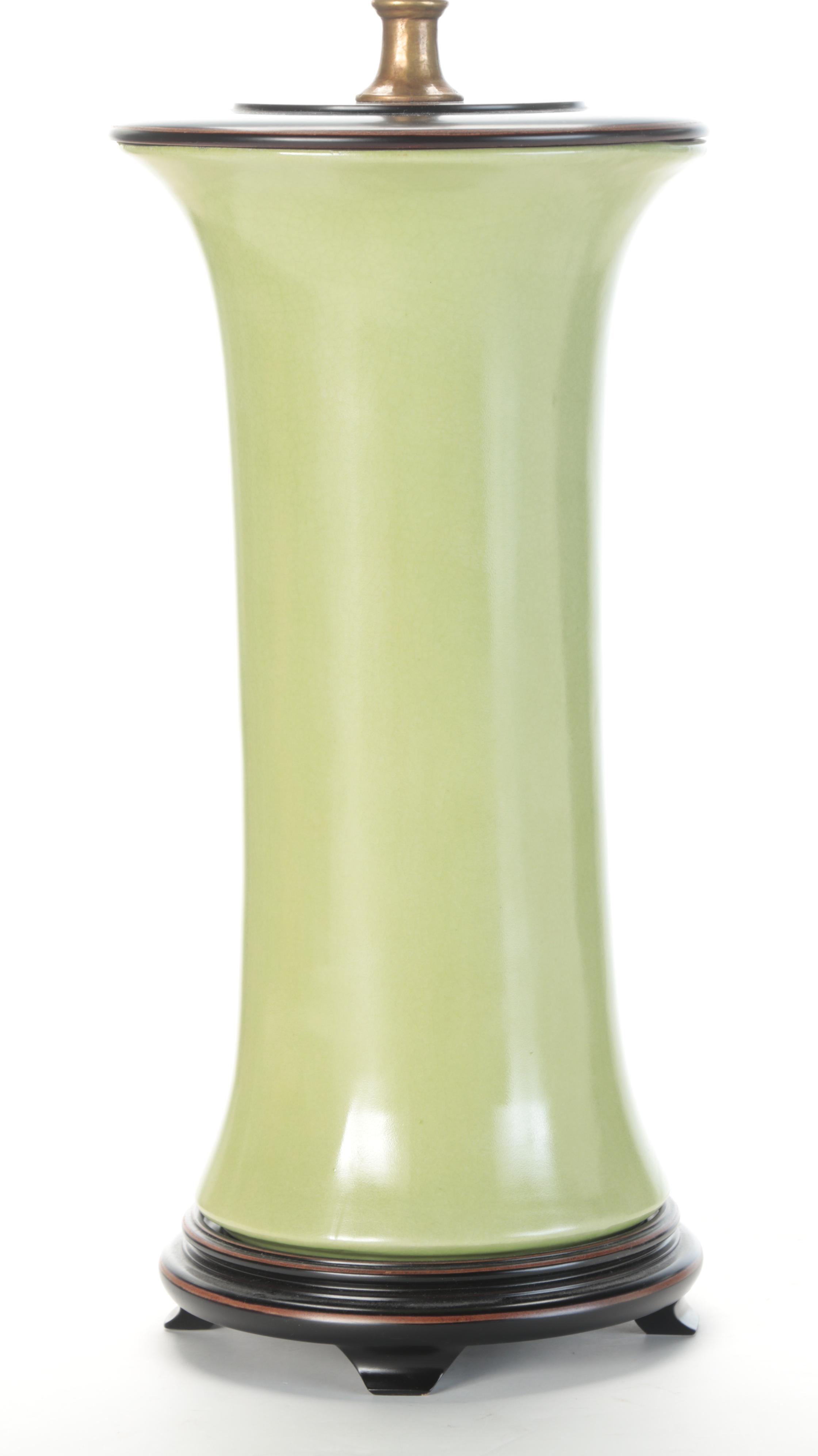 Port 68 Olive Green Ceramic and Brass Table Lamp, Contemporary