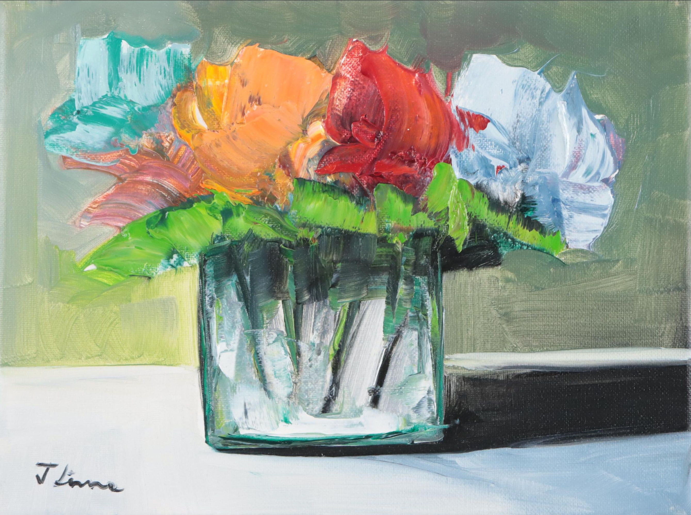 José M. Lima Floral Still Life Oil Painting, 2023