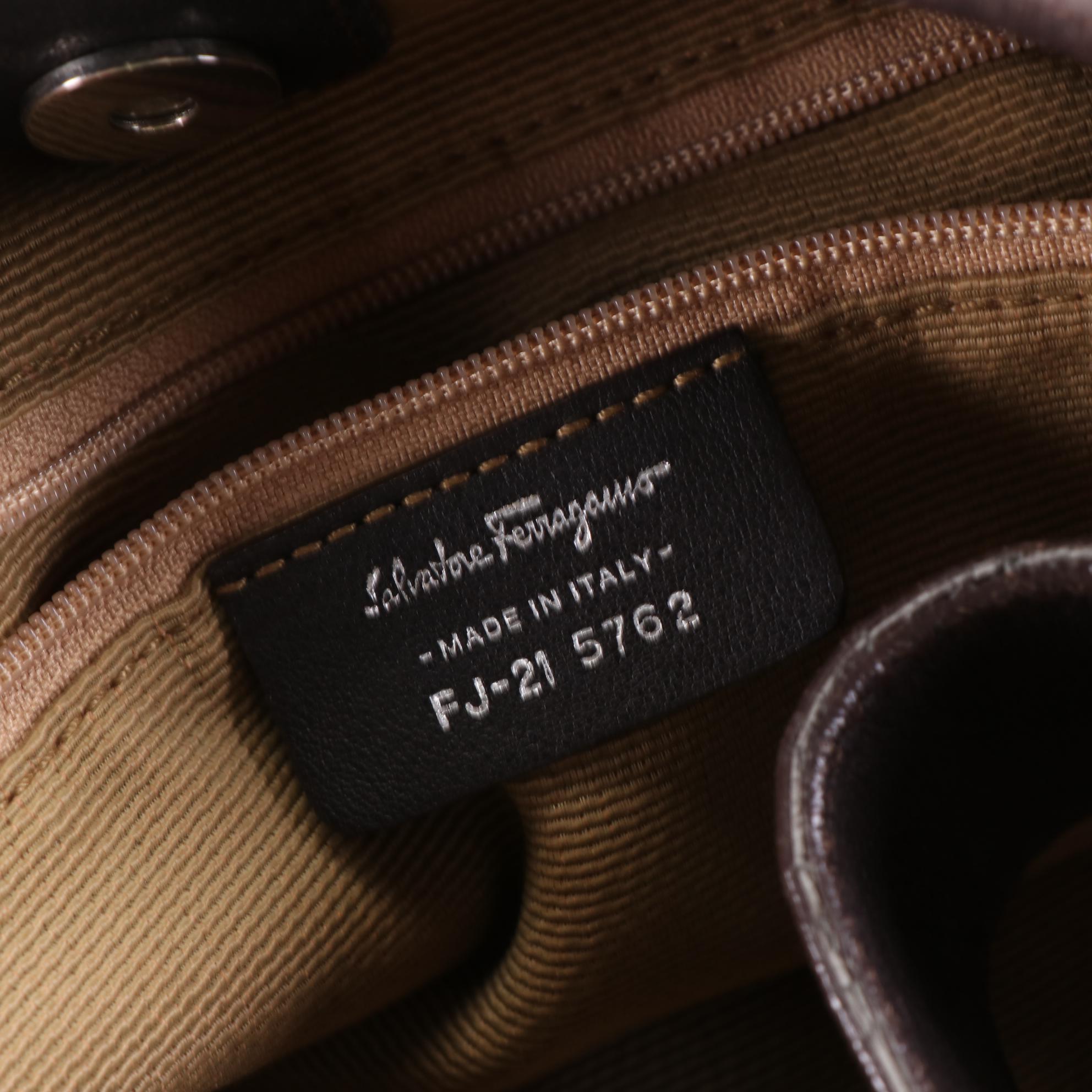 Salvatore Ferragamo Gancini Canvas and Leather Trim Tote