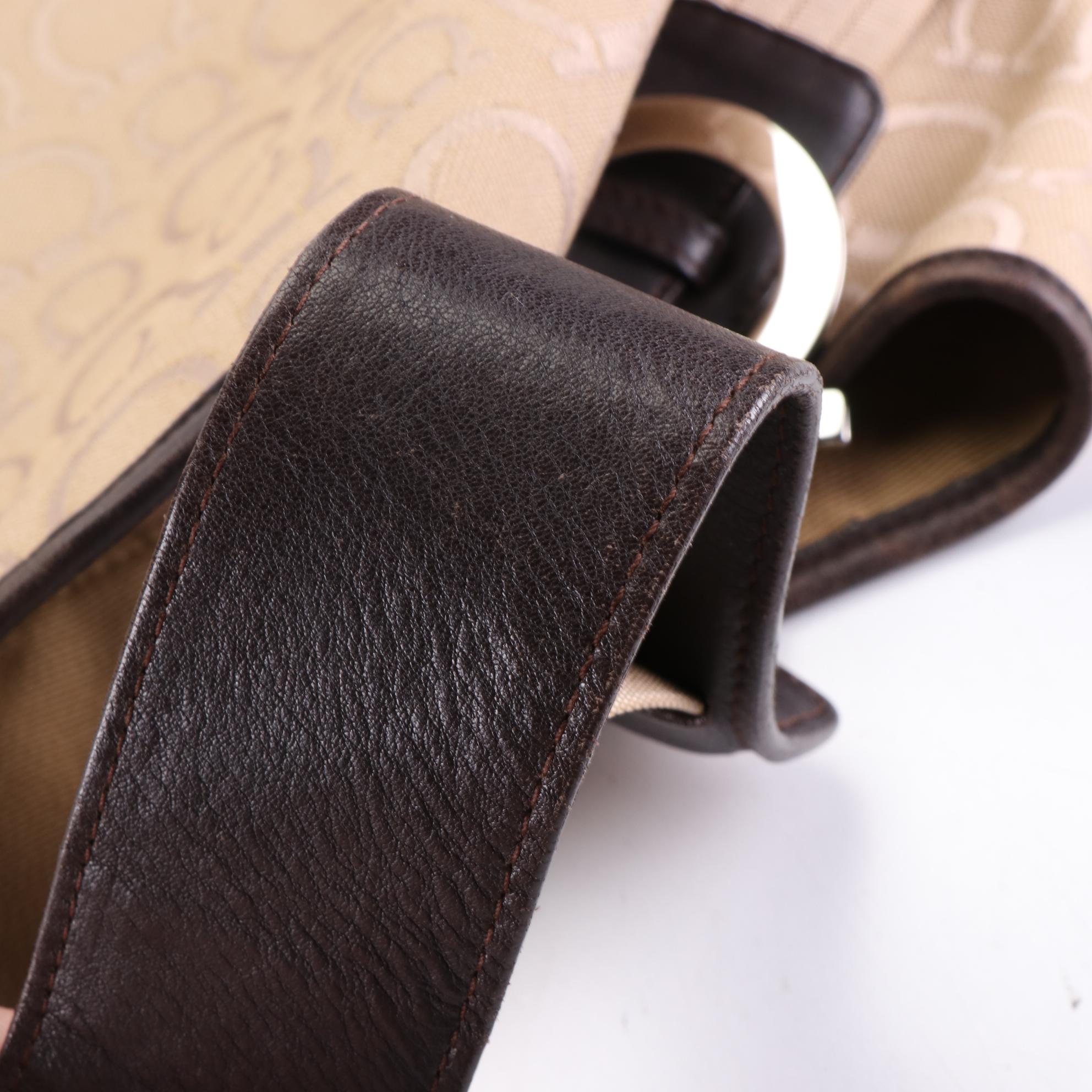 Salvatore Ferragamo Gancini Canvas and Leather Trim Tote