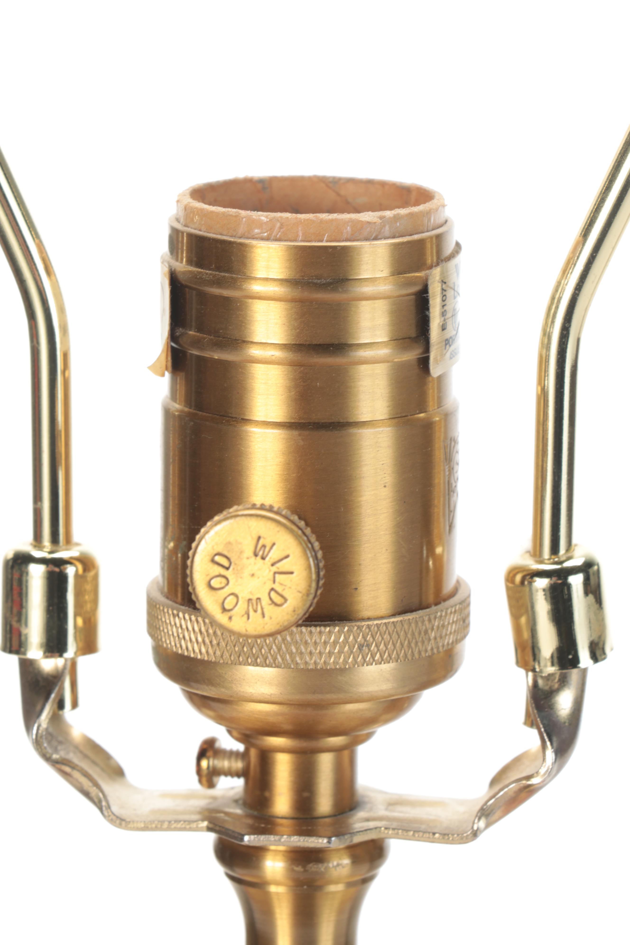 Wildwood Coral Colored Ceramic and Brass Table Lamp, Late 20th Century