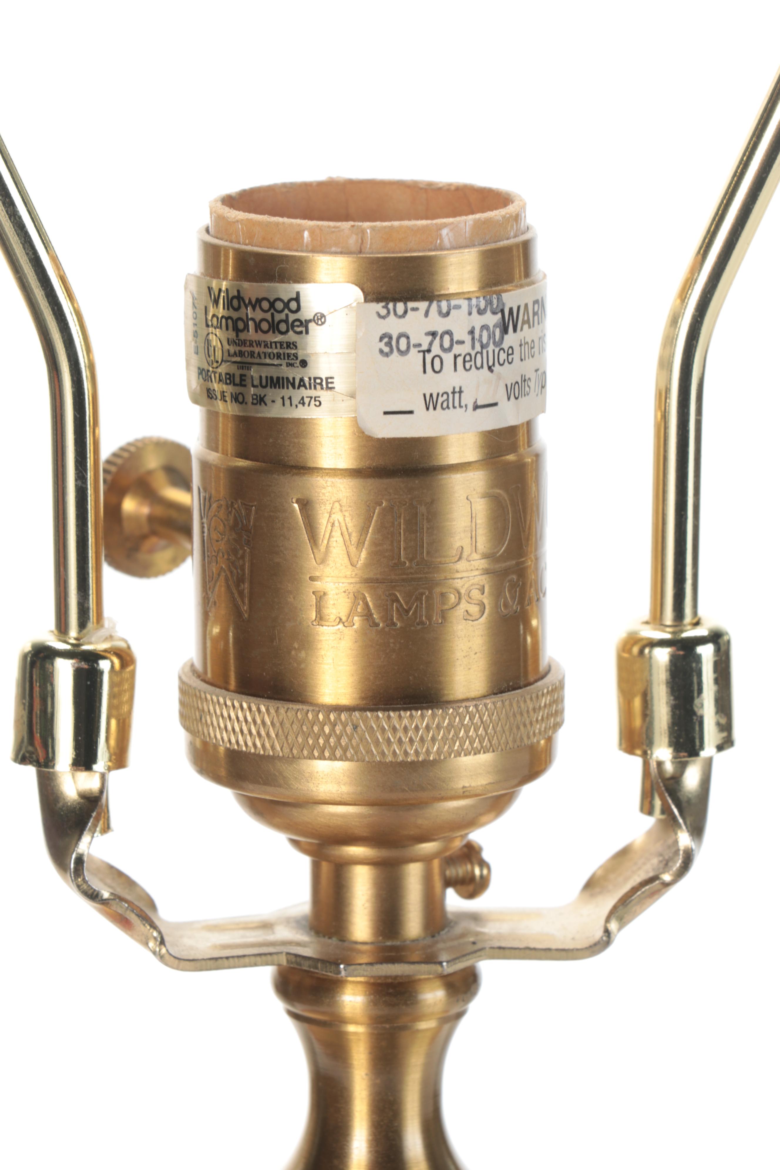 Wildwood Coral Colored Ceramic and Brass Table Lamp, Late 20th Century