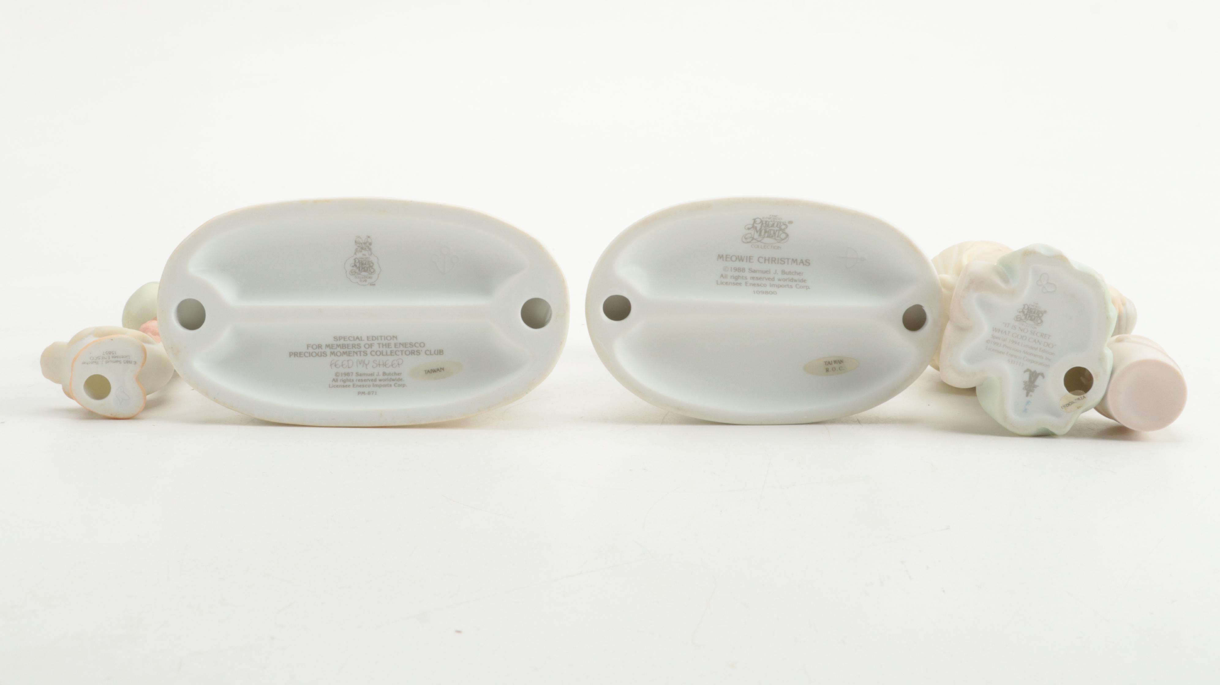 Precious Moments Porcelain Figurines Including "Meowie Christmas," and More