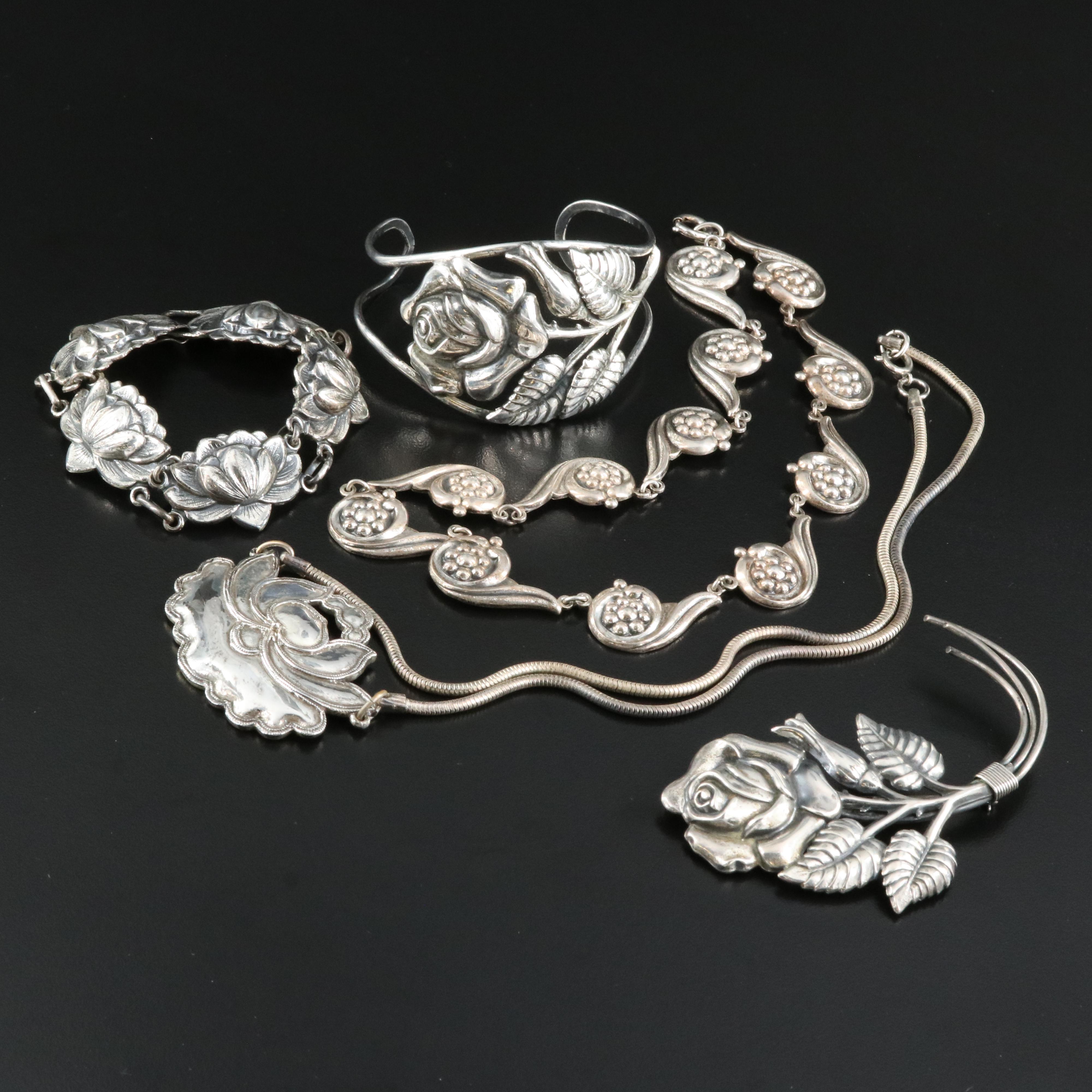 1940s Including Felch & Co, Danecraft Lotus Link Bracelet