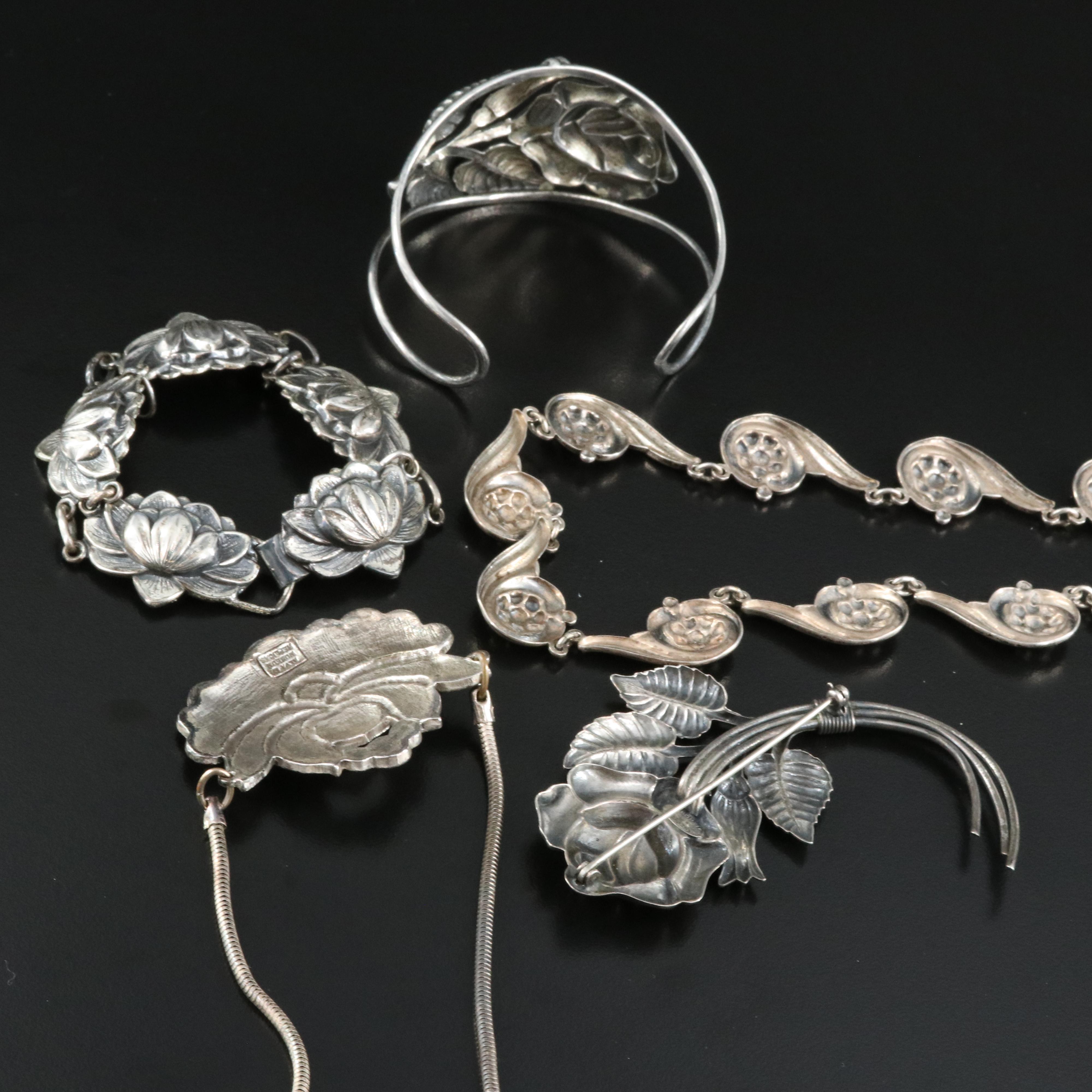 1940s Including Felch & Co, Danecraft Lotus Link Bracelet