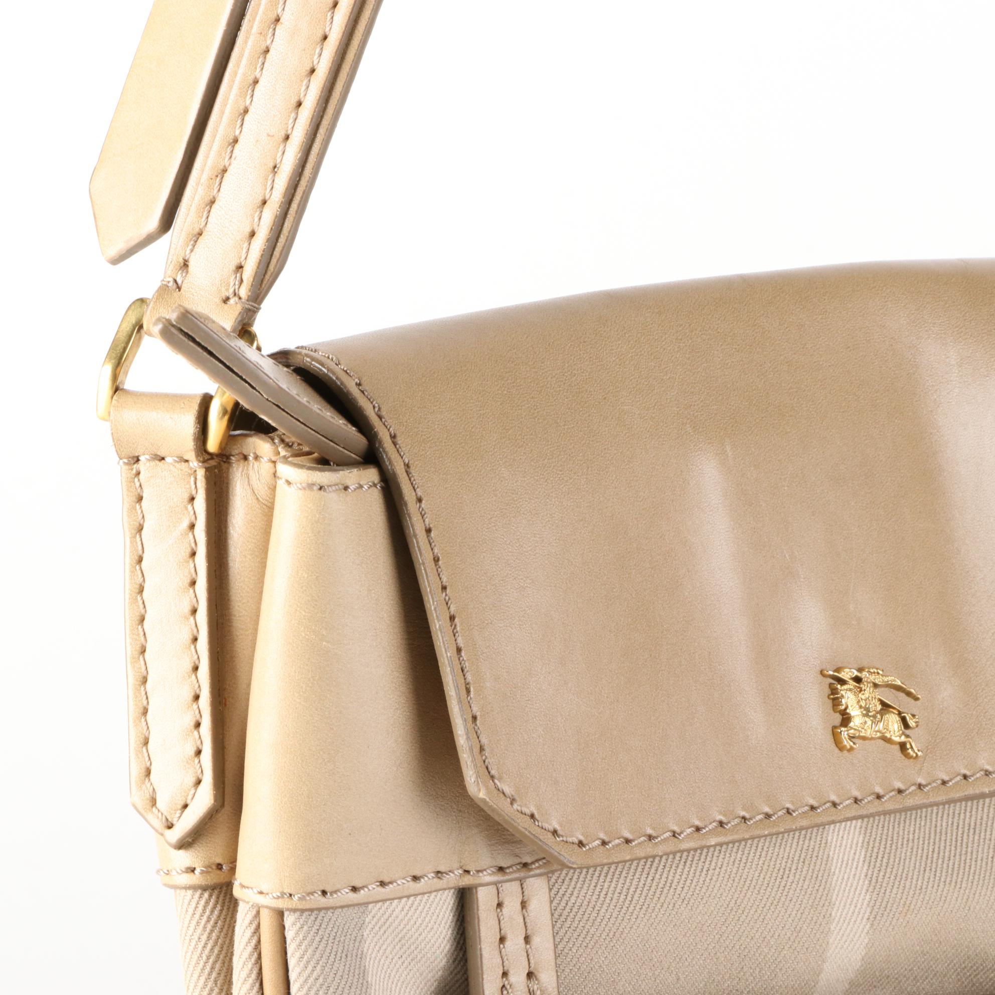 Burberry Small Crossbody Bag in Leather and Check Printed Canvas