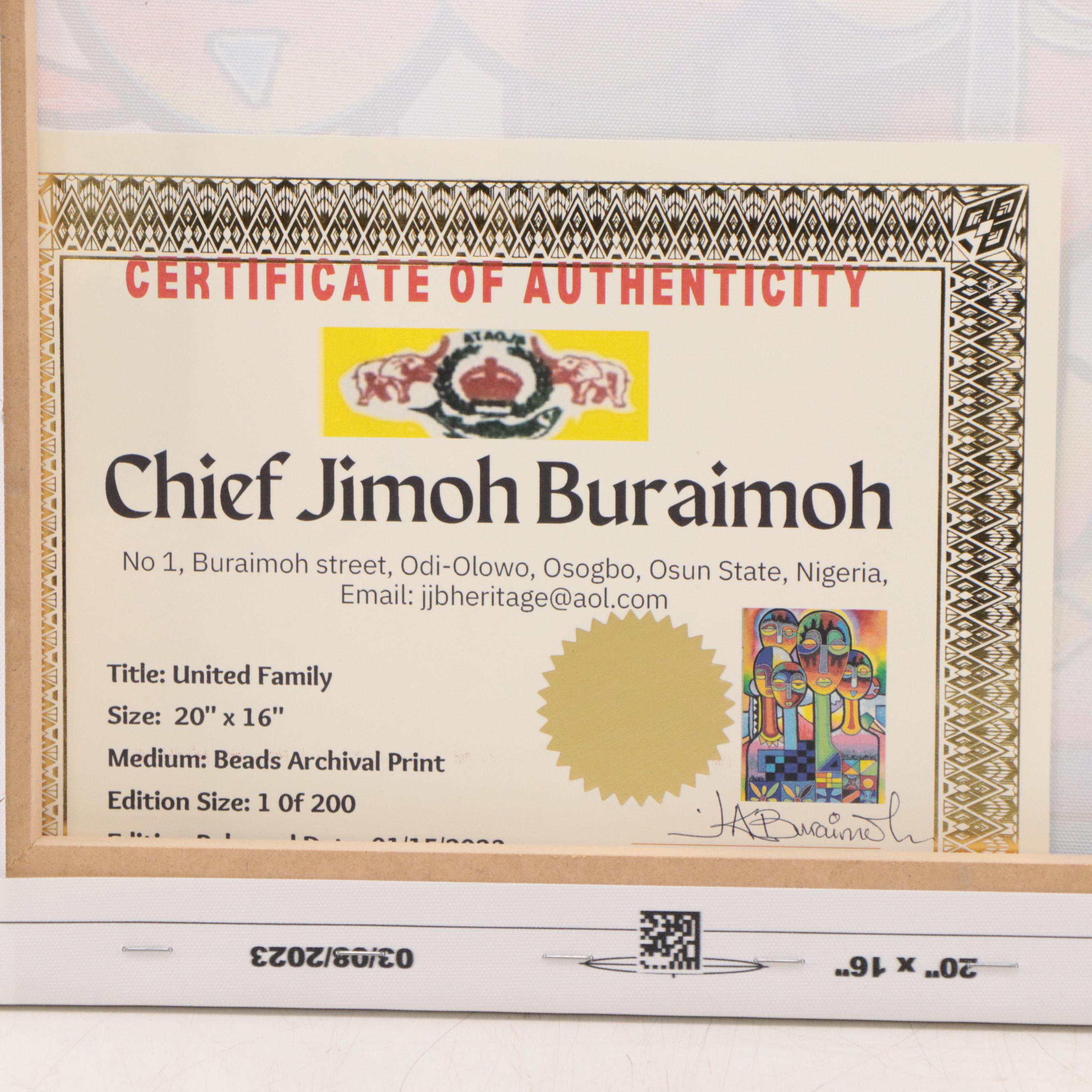 Chief Jimoh Buraimoh Giclée "United Family," 2023