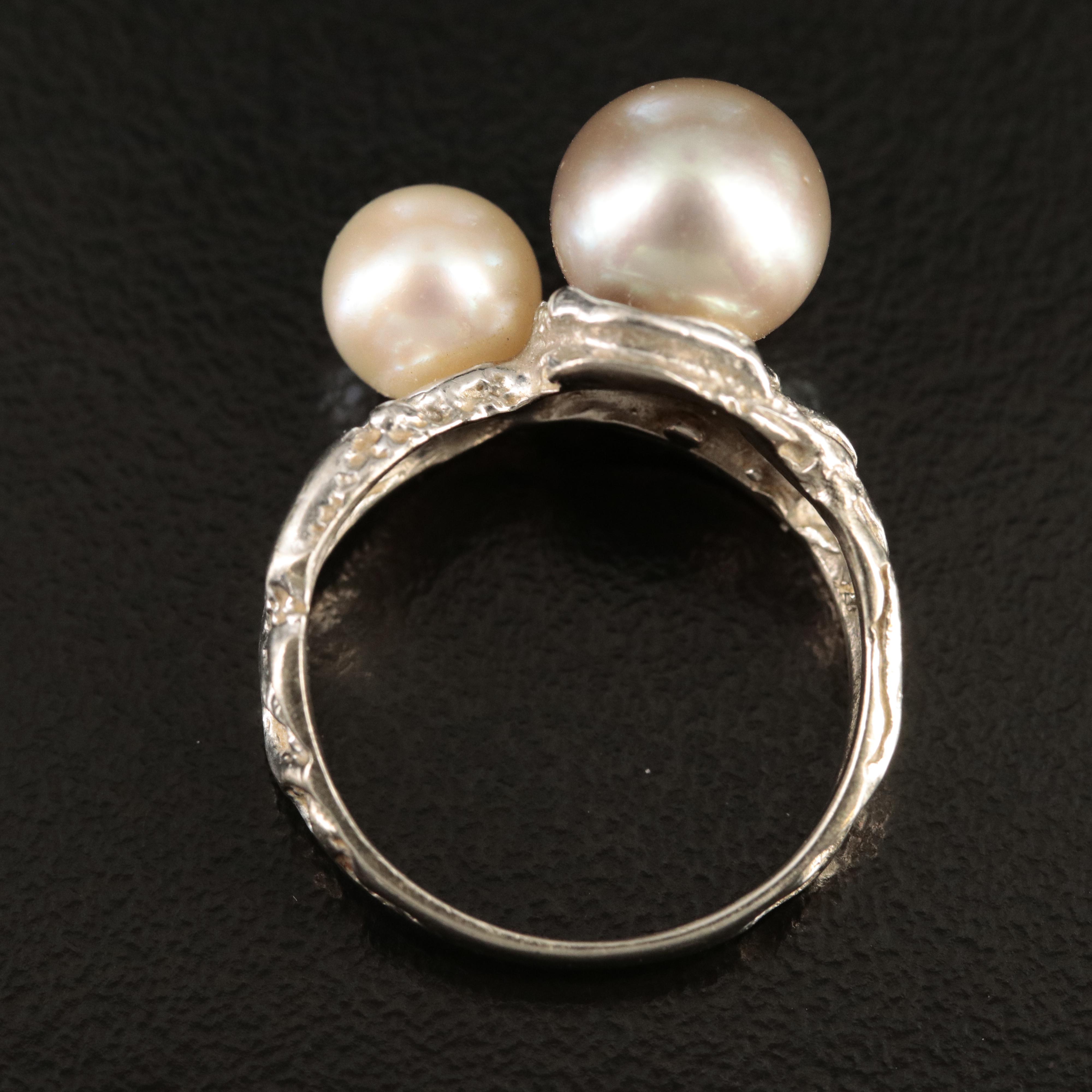 Brutalist Style 14K Pearl Ring