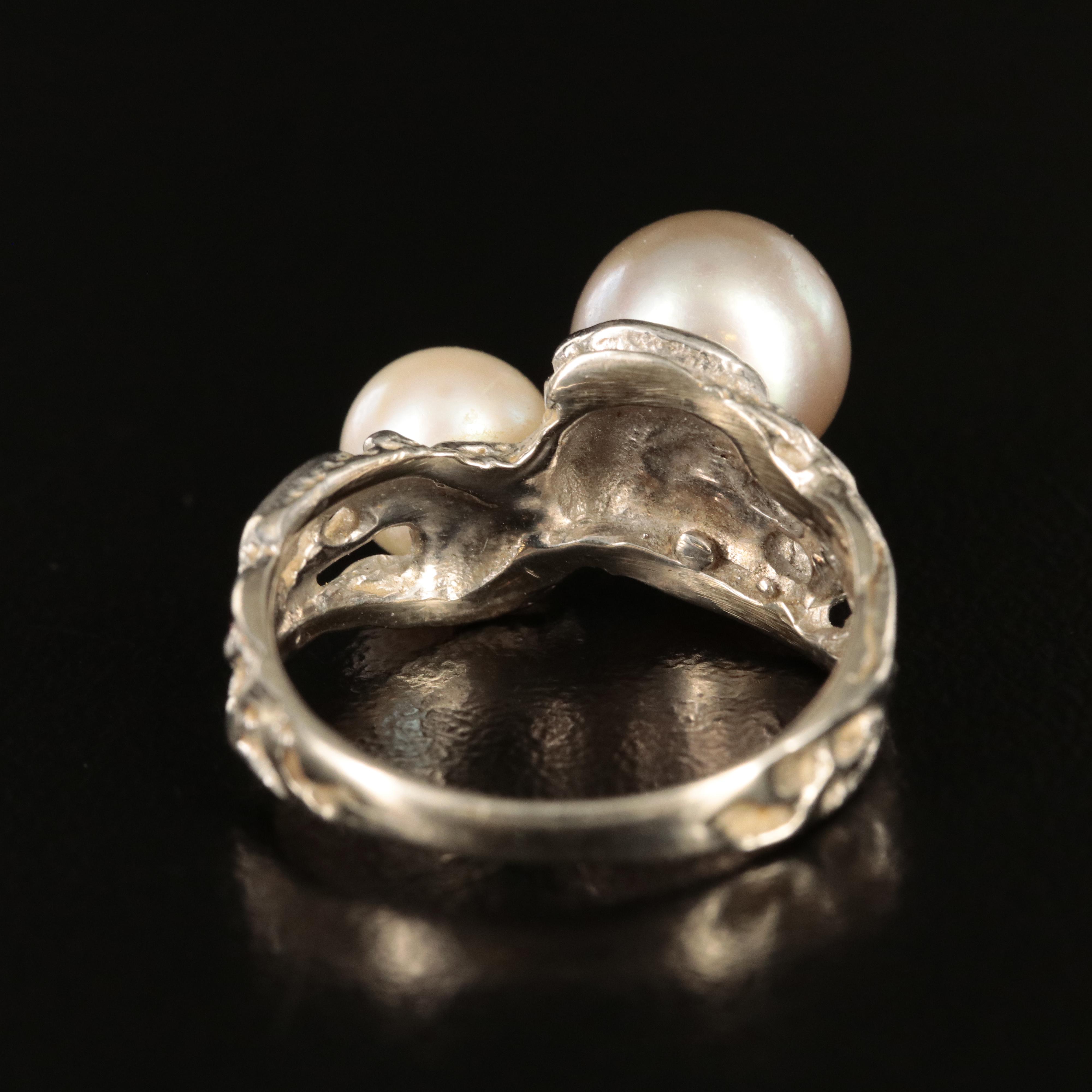 Brutalist Style 14K Pearl Ring