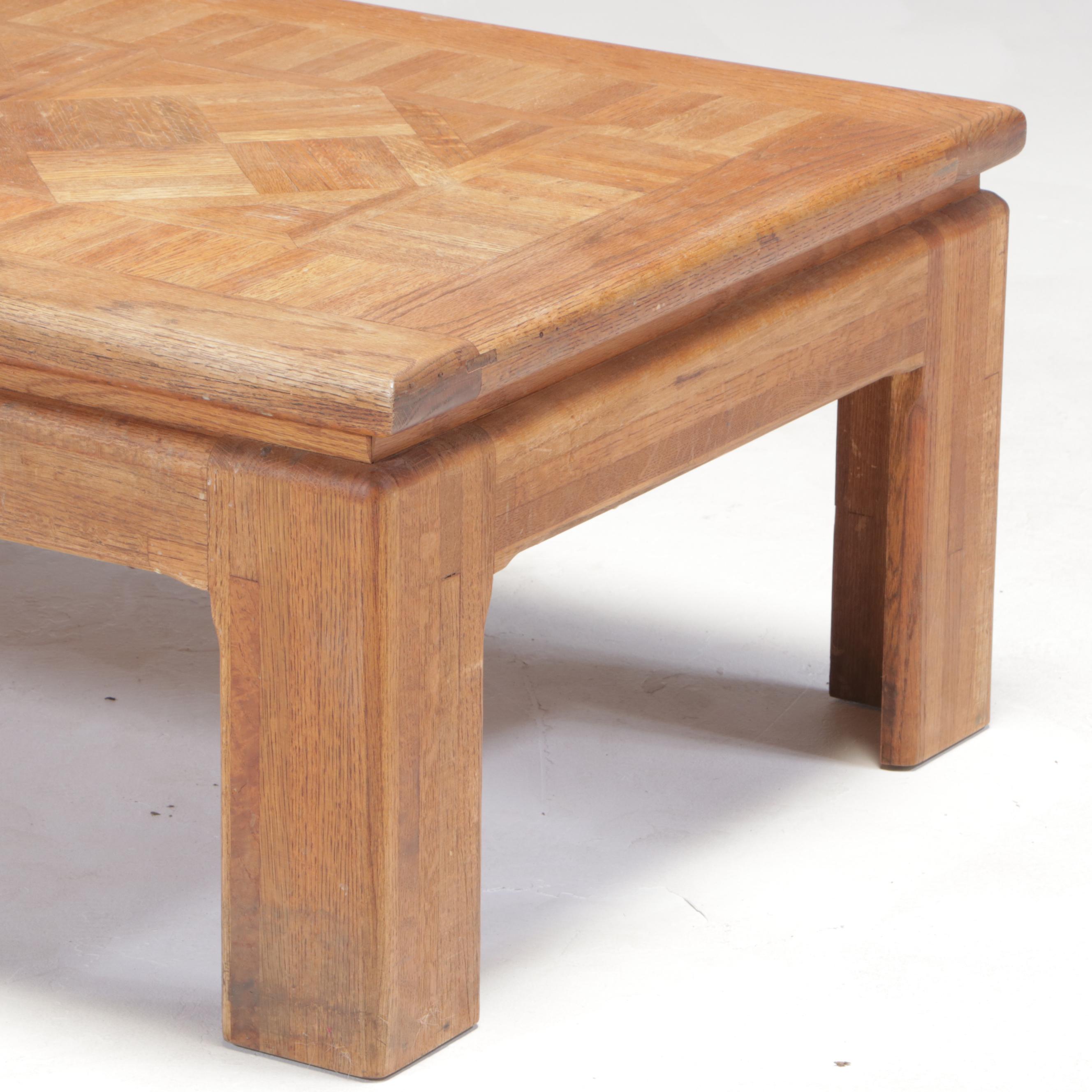 Modernist Oak and Parquetry Coffee Table, Late 20th Century