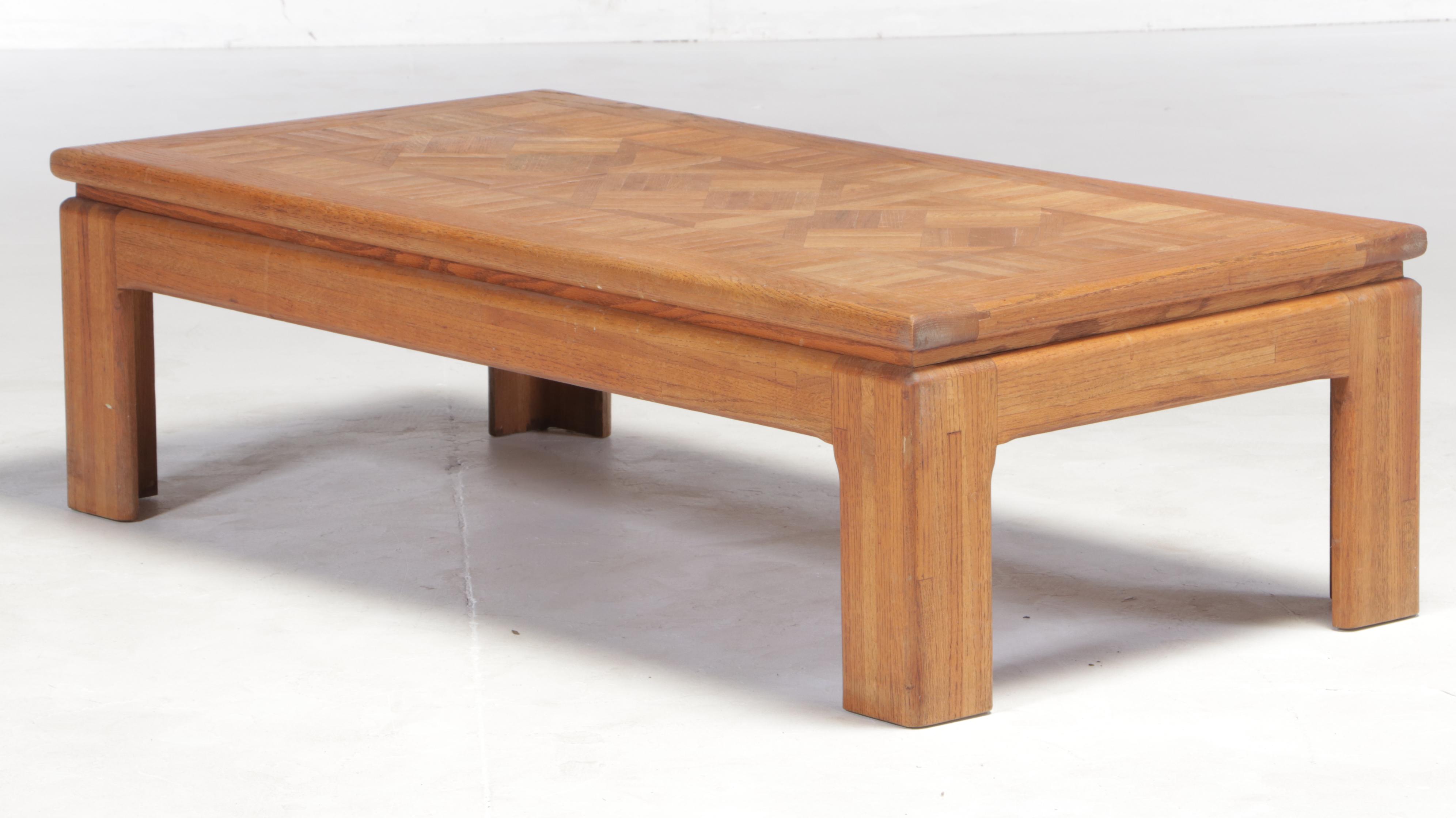 Modernist Oak and Parquetry Coffee Table, Late 20th Century