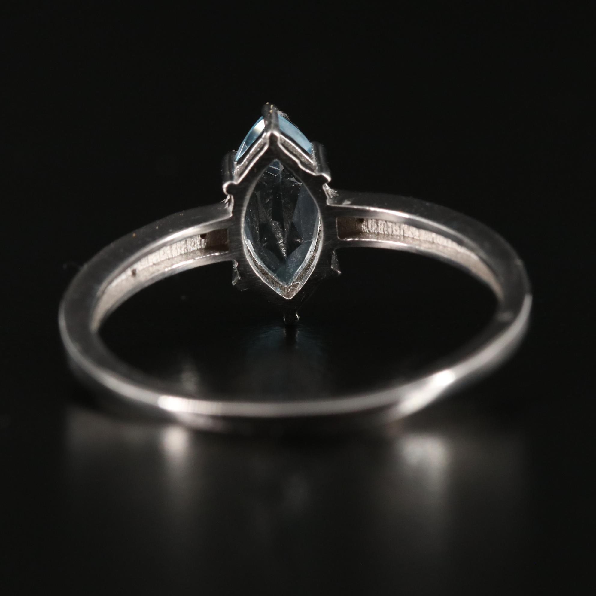 Sterling Blue Topaz and Diamond Ring