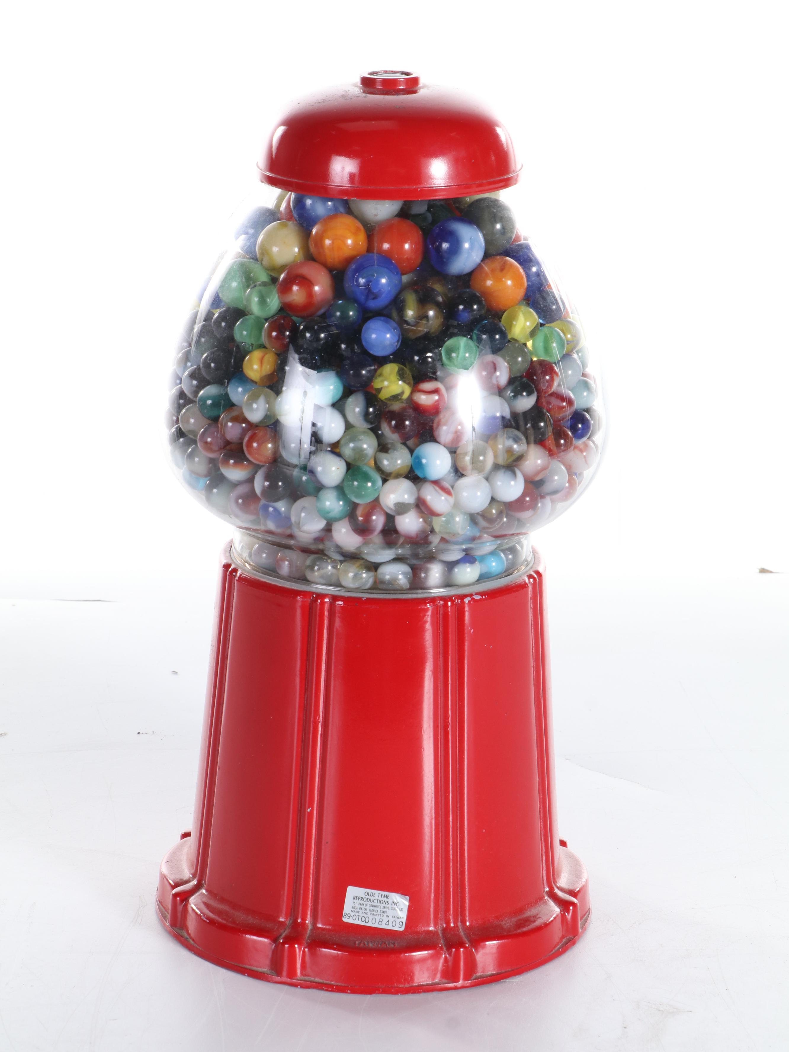 Olde Tyme Reproductions Gumball Machine with Glass Marble Collection