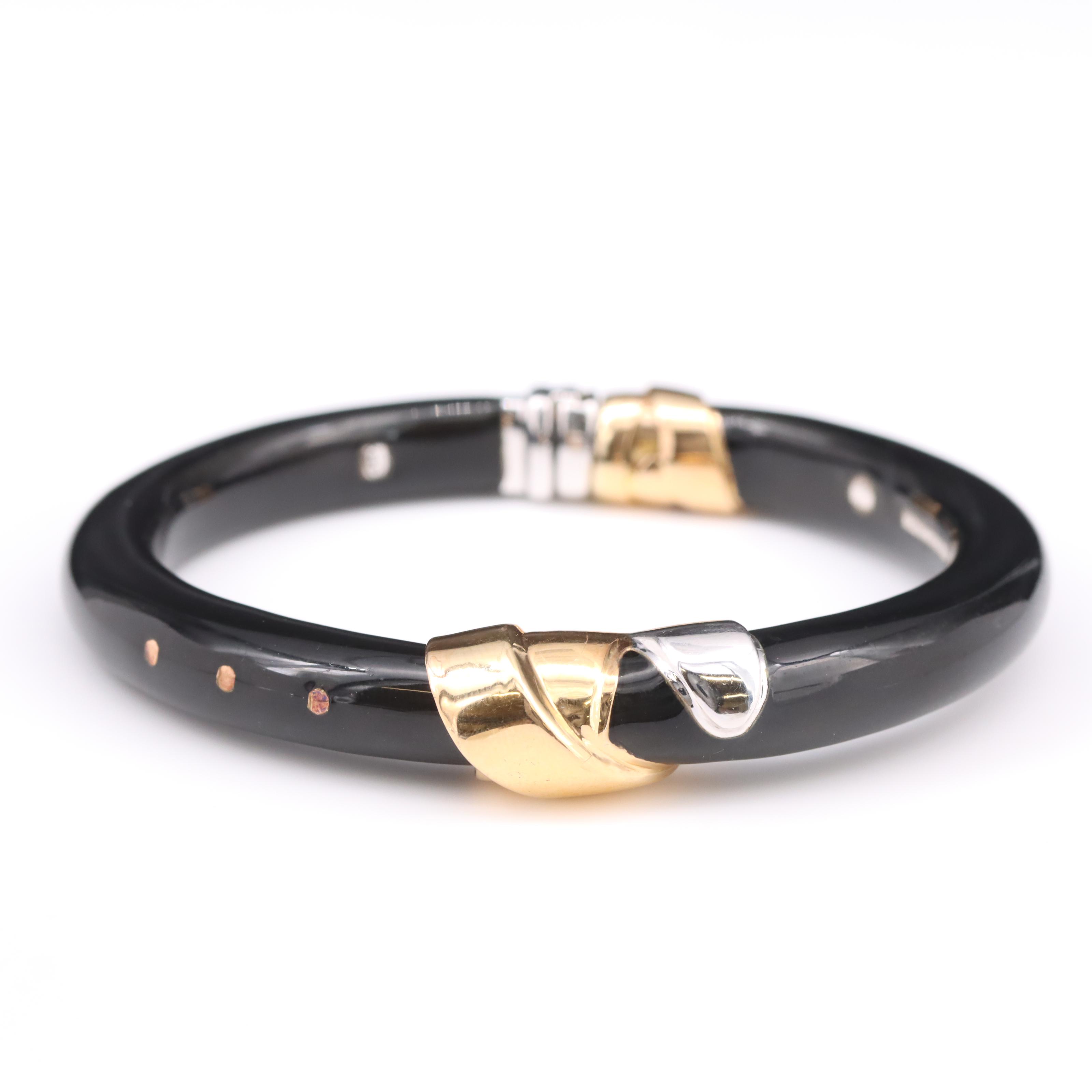 La Nouvelle Bague 18K Enamel Hinged Bangle