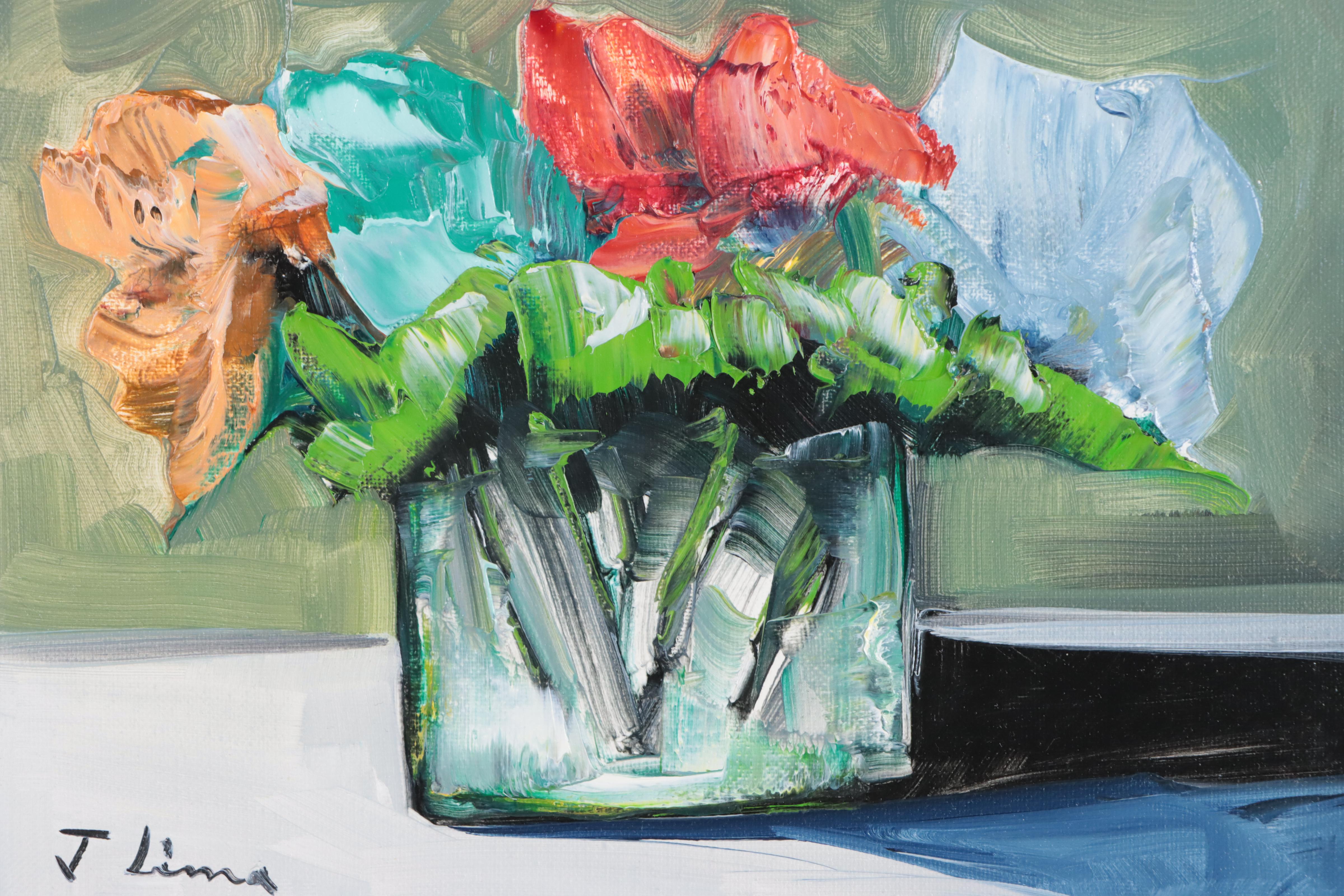 José M. Lima Floral Still Life Oil Painting, 2023