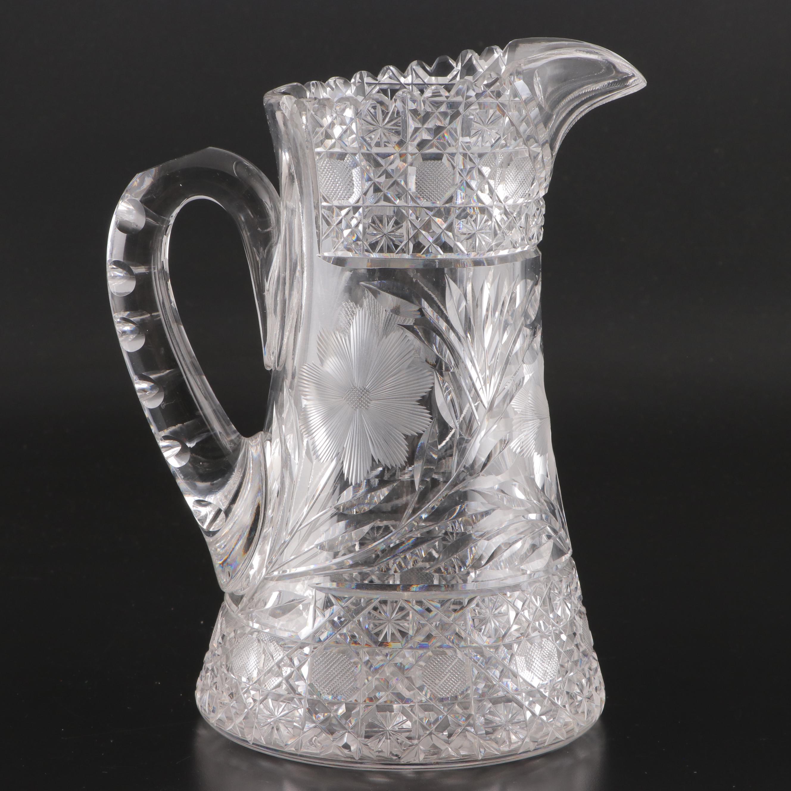Wheel Cut Crystal Pitcher