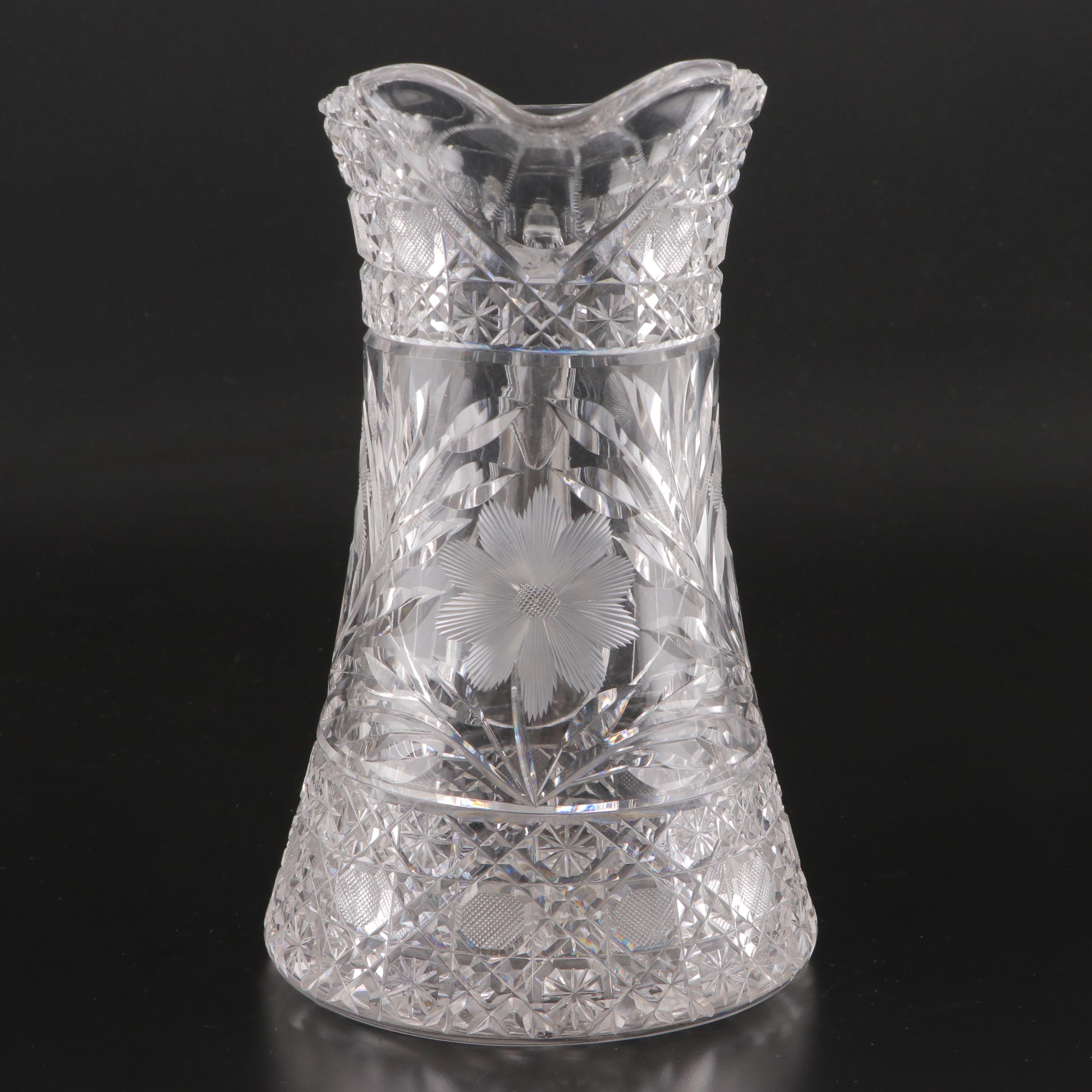 Wheel Cut Crystal Pitcher