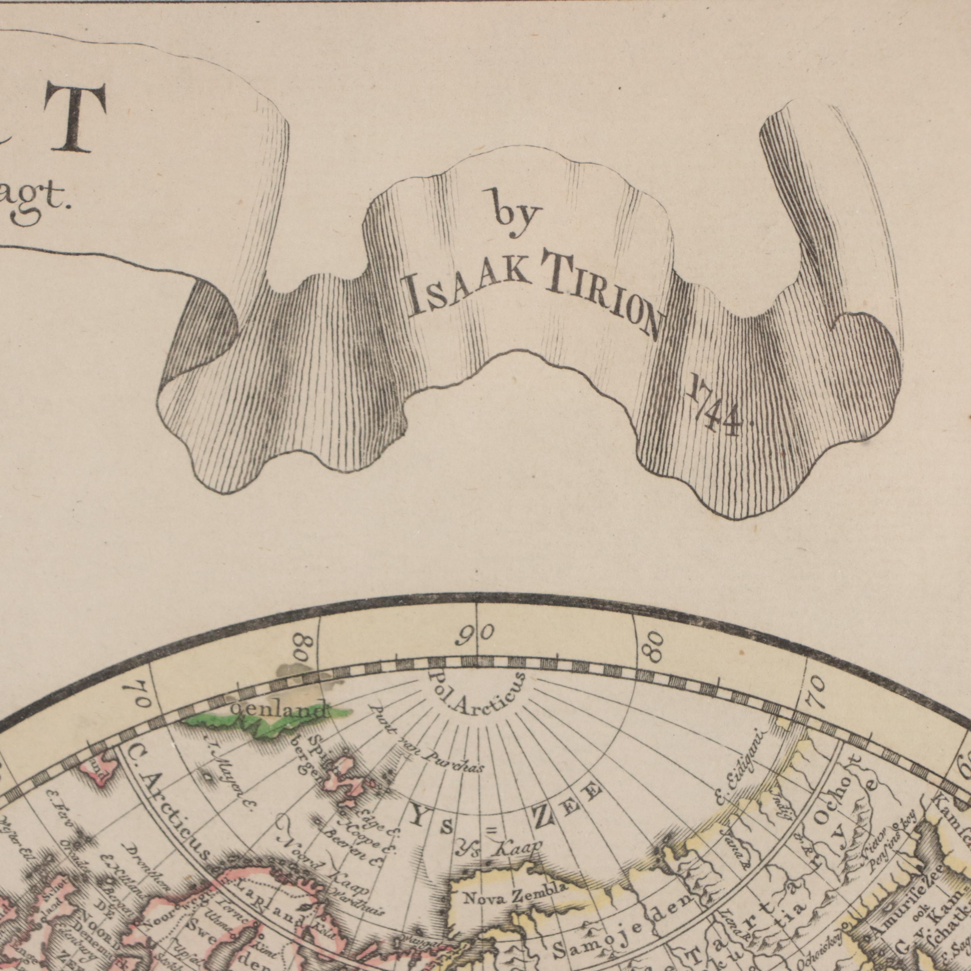 Isaak Tirion Hand-Colored Map "Wereld Kaart," 1744