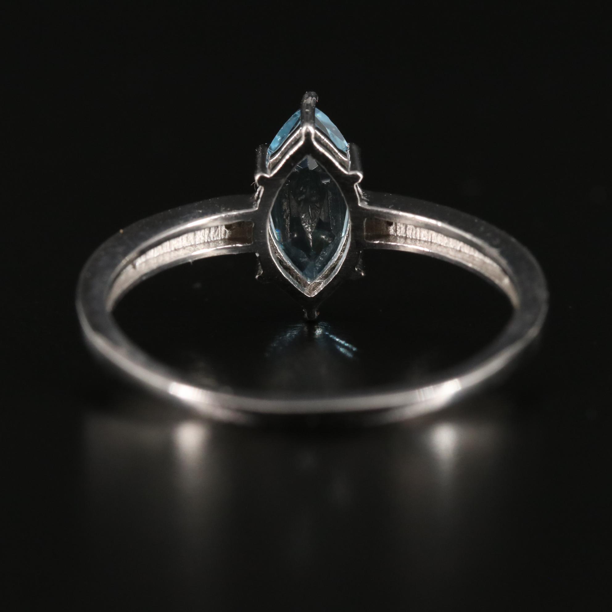 Sterling Blue Topaz and Diamond Ring