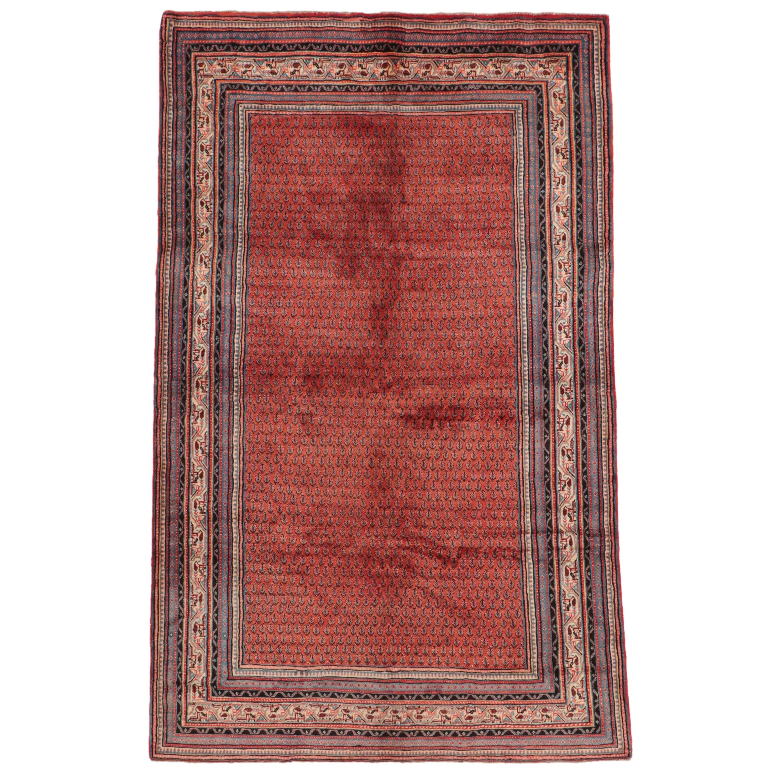 6'9 x 10'9 Hand-Knotted Persian Seraband Mir-I-Boteh Area Rug