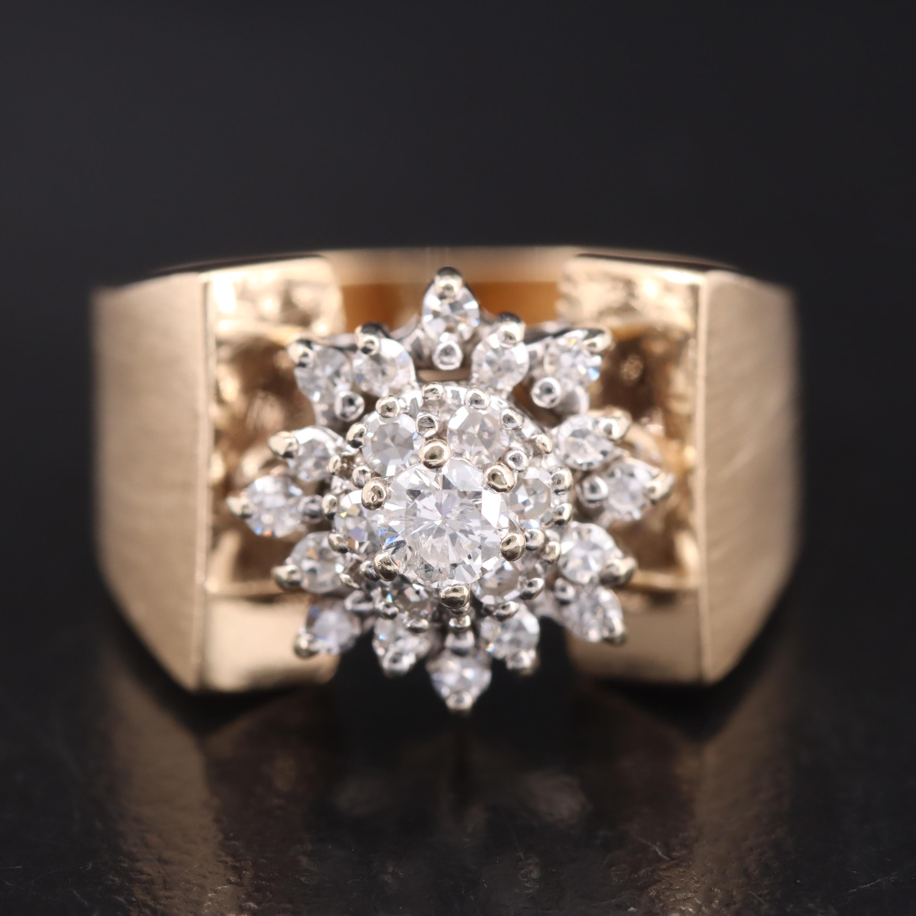 14K 0.50 CTW Diamond Cluster Ring