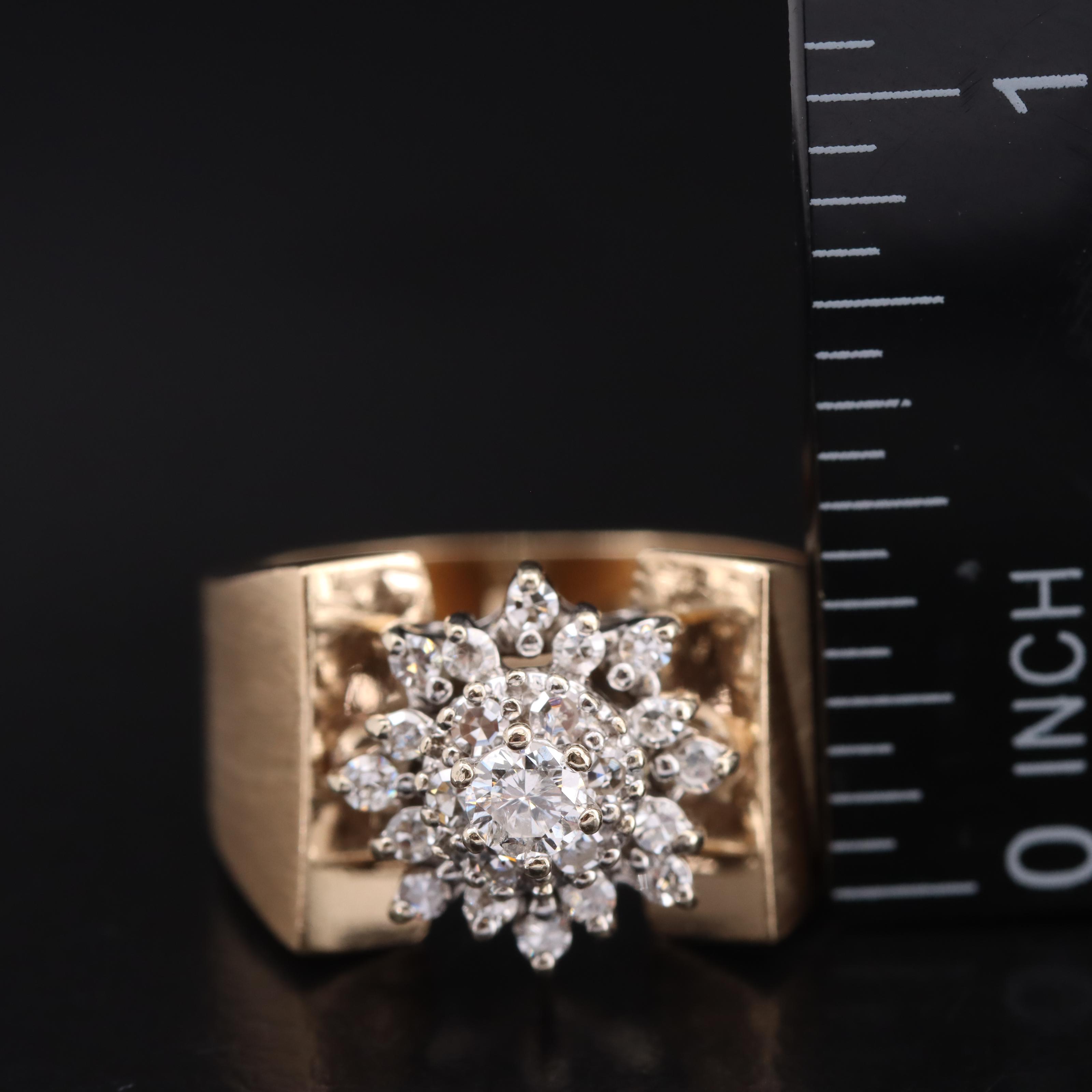 14K 0.50 CTW Diamond Cluster Ring