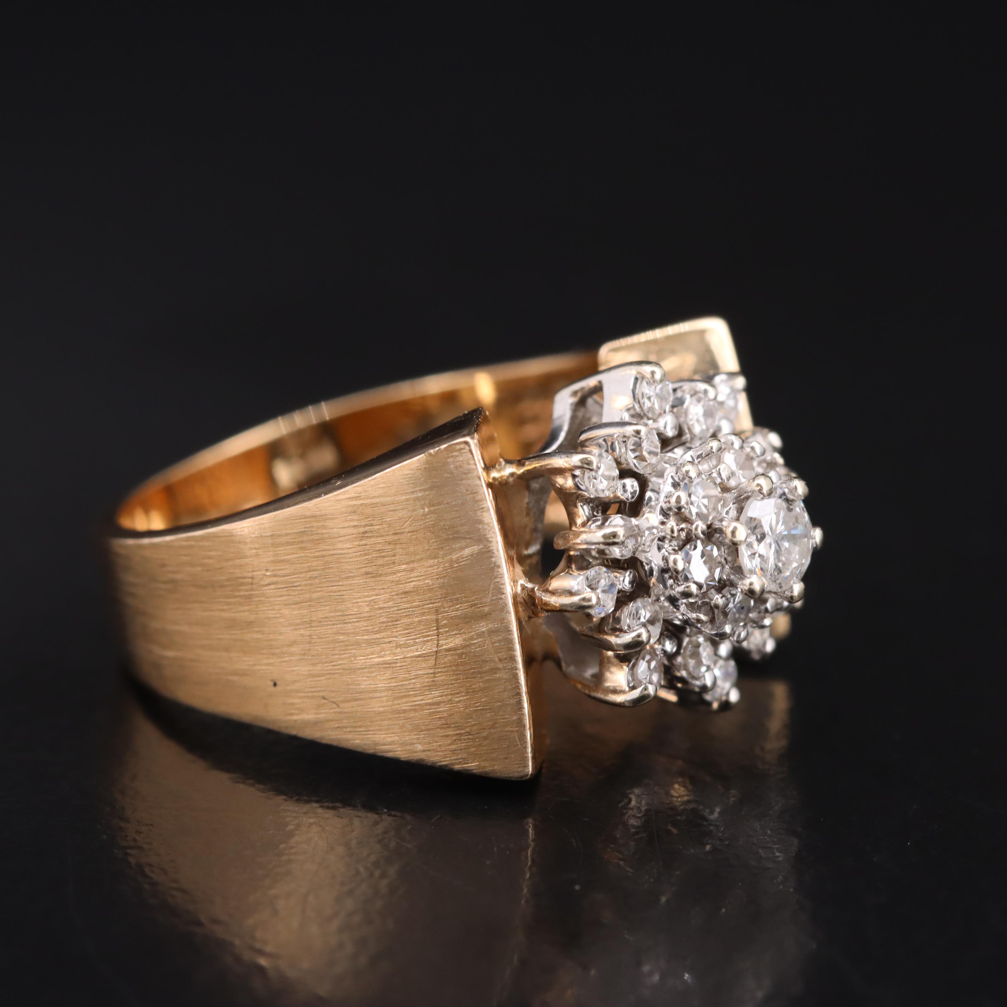14K 0.50 CTW Diamond Cluster Ring