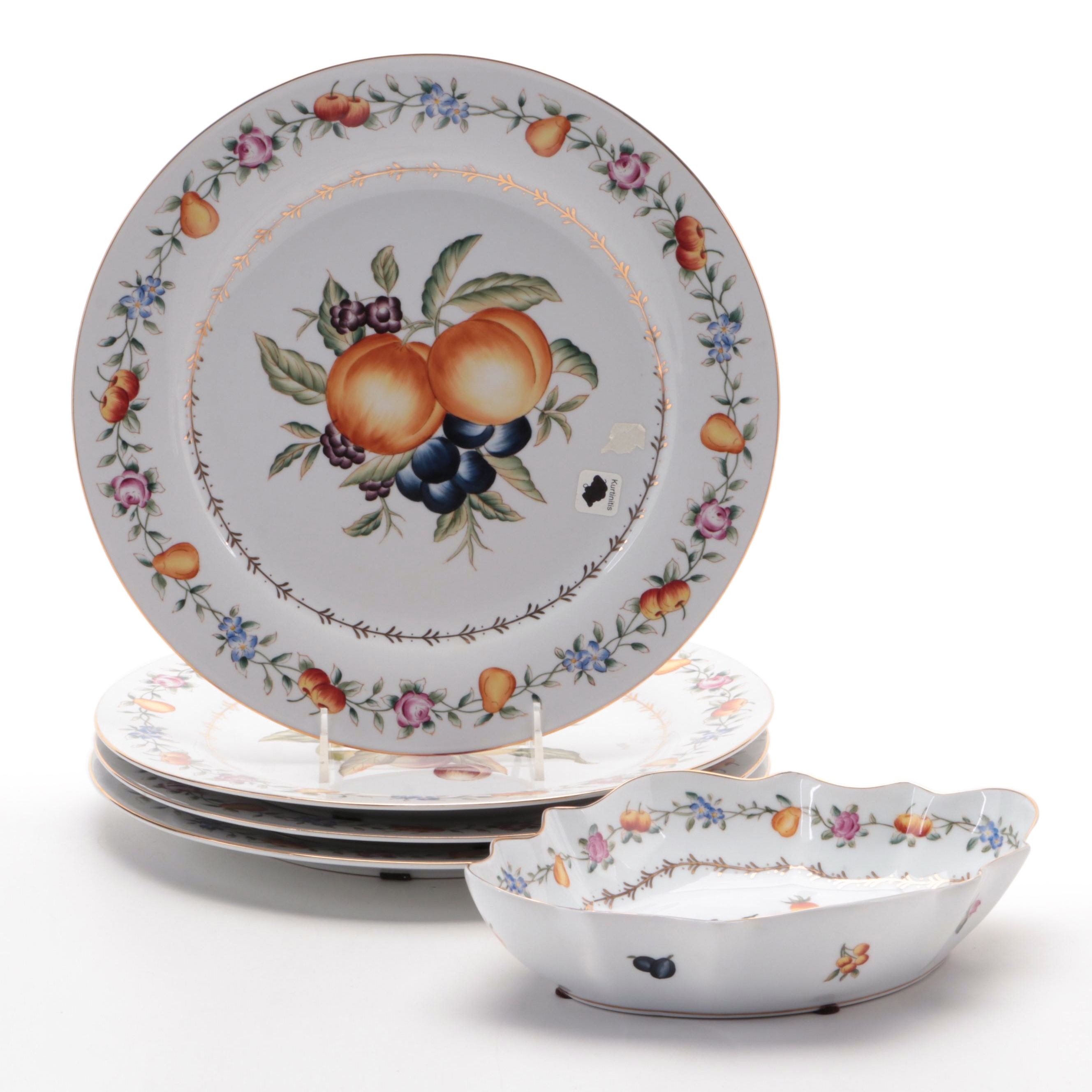 Speer Collectibles and Other Bone China Fruit Theme Decorator Plates, Bowl