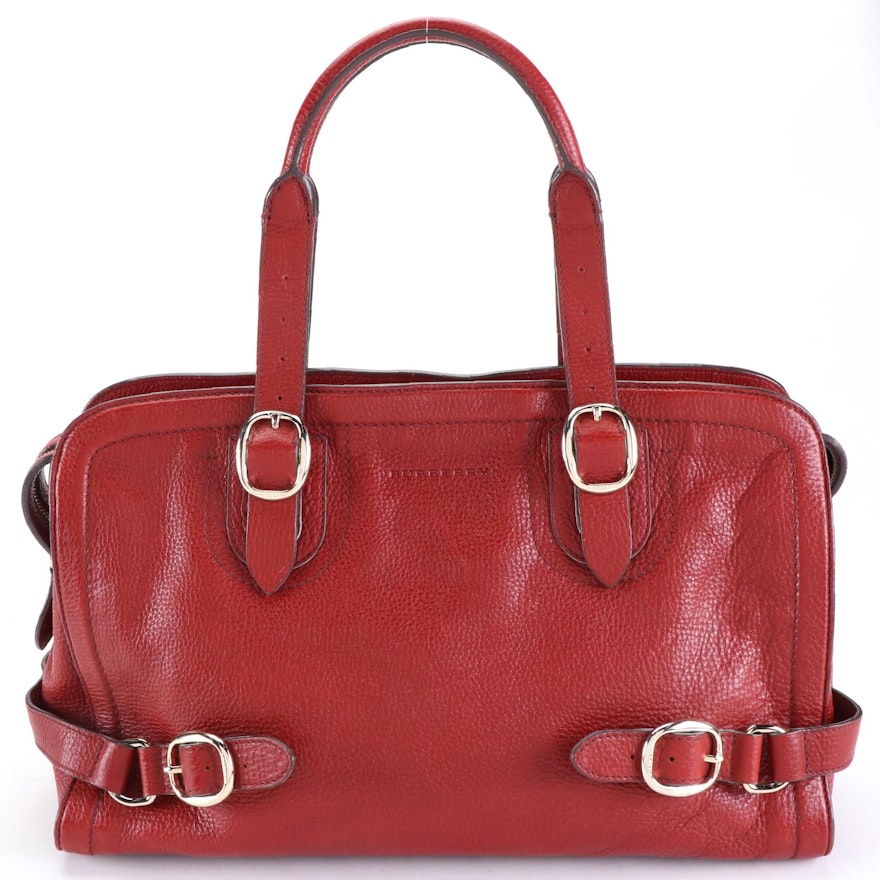 Burberry Zip Tote Large in Red Grain Leather