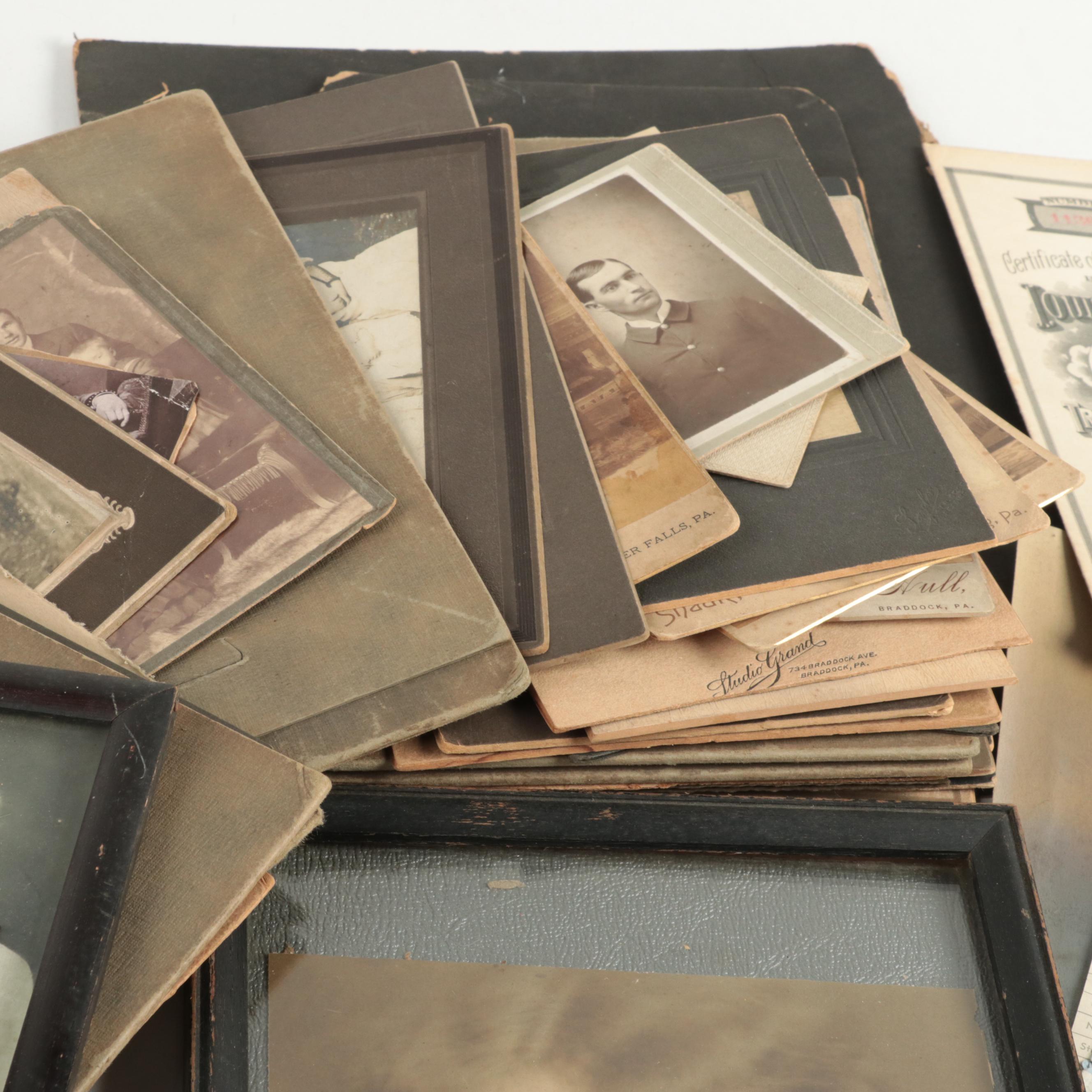 Photographs of Men, Women and Children with Certificates and More Ephemera