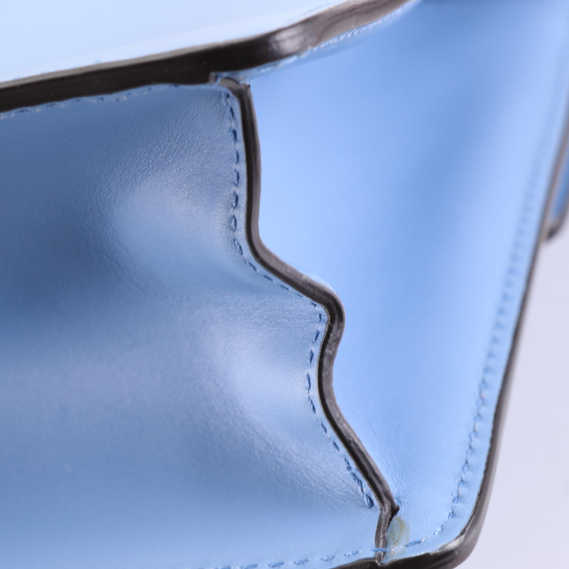 Gucci Sylvie Small Shoulder Bag in Blue Leather with Web Stripe Strap