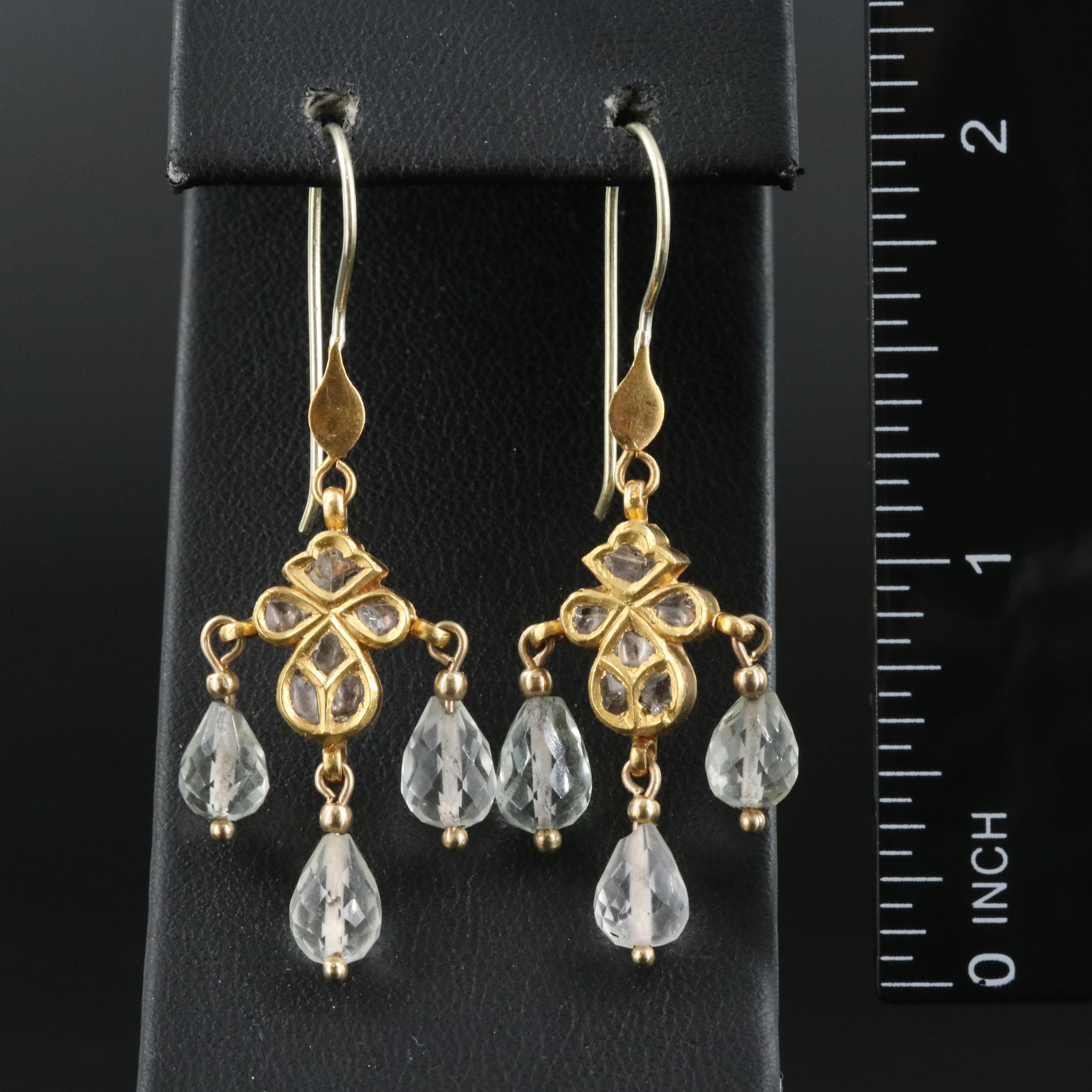18K Diamond and Rock Crystal Quartz Girandole Earrings