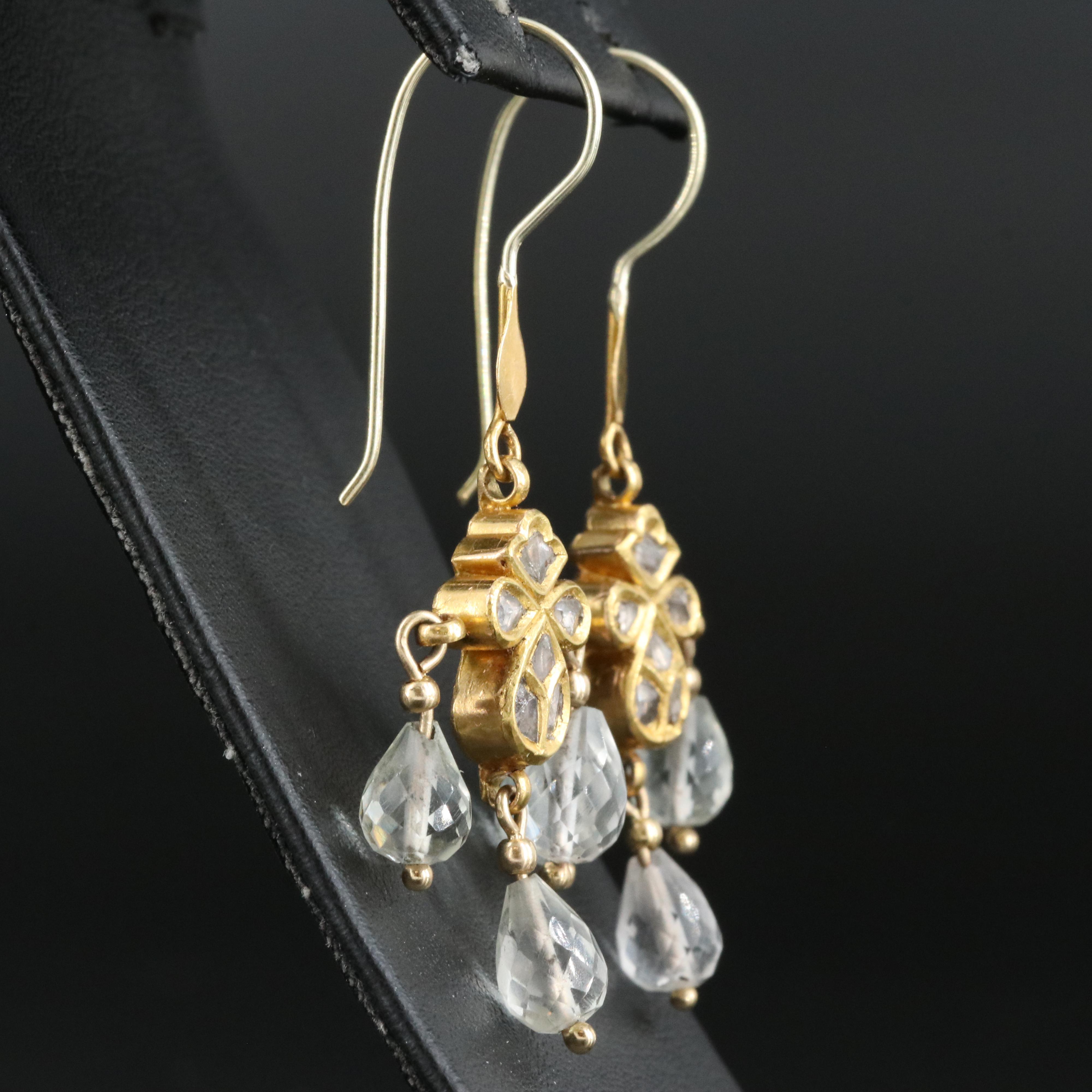 18K Diamond and Rock Crystal Quartz Girandole Earrings