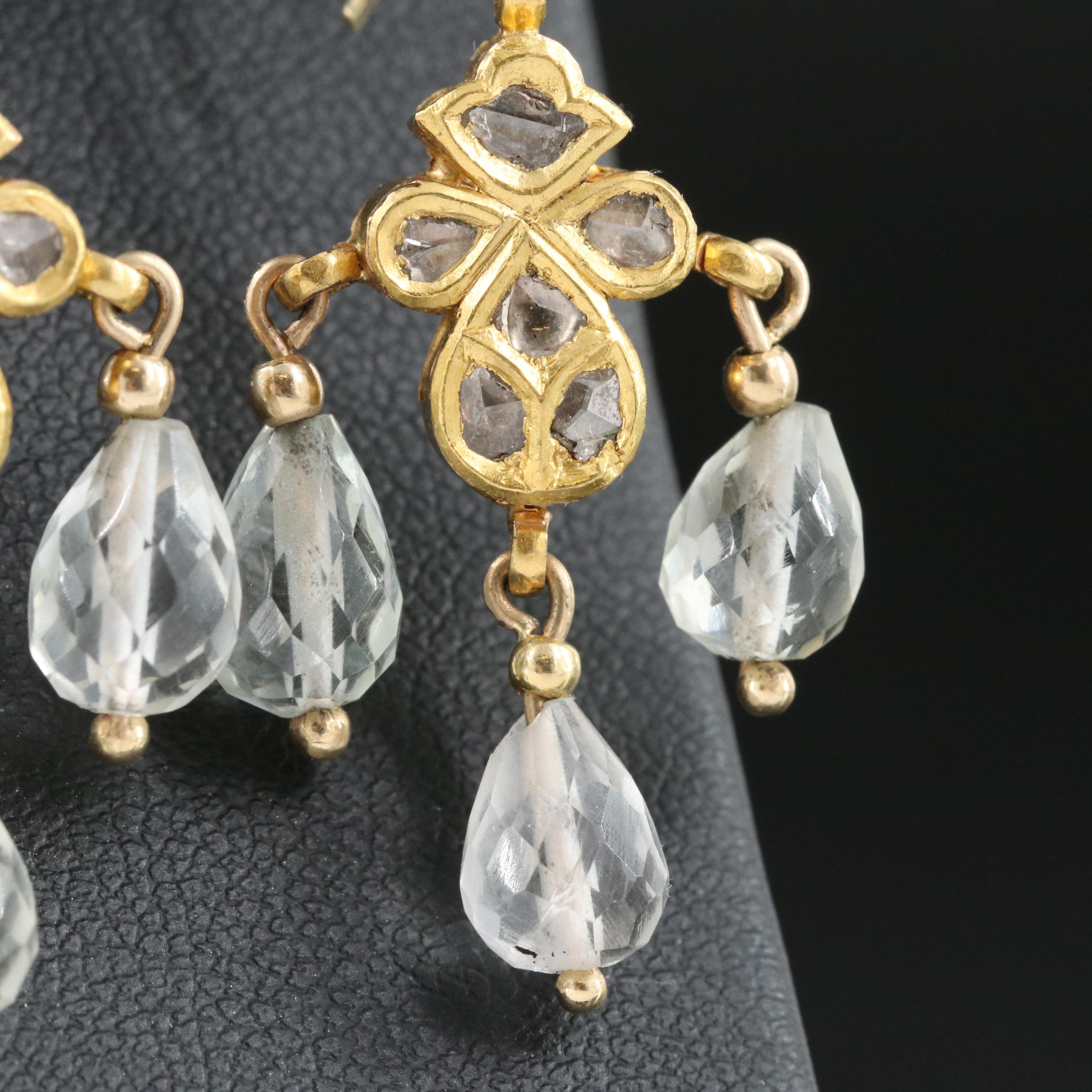 18K Diamond and Rock Crystal Quartz Girandole Earrings