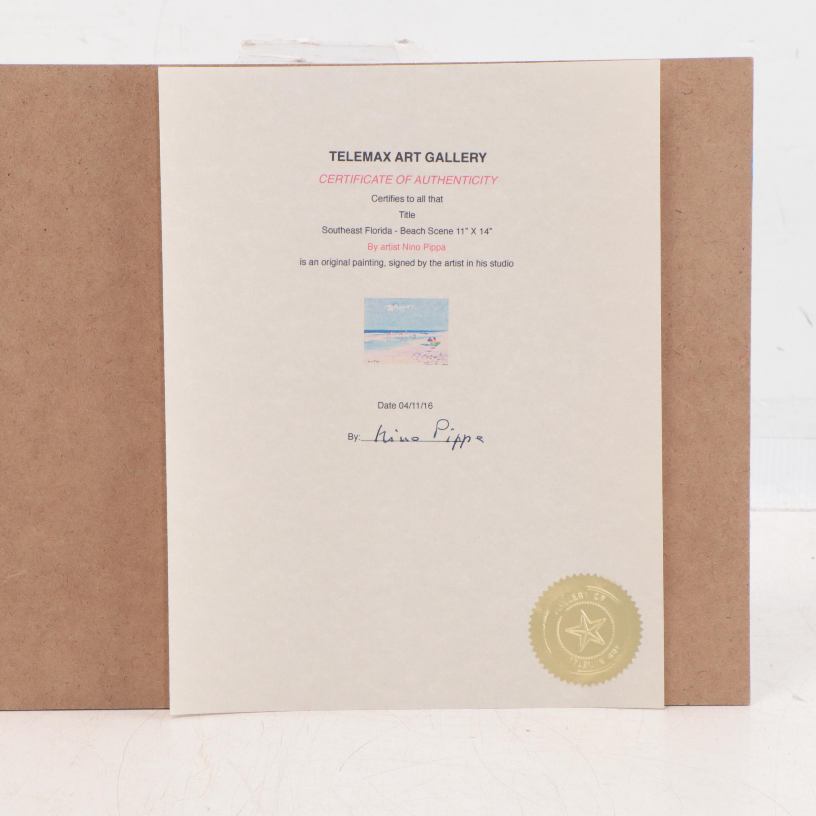 Nino Pippa Oil Painting "Southeast Florida - Beach Scene," 2016