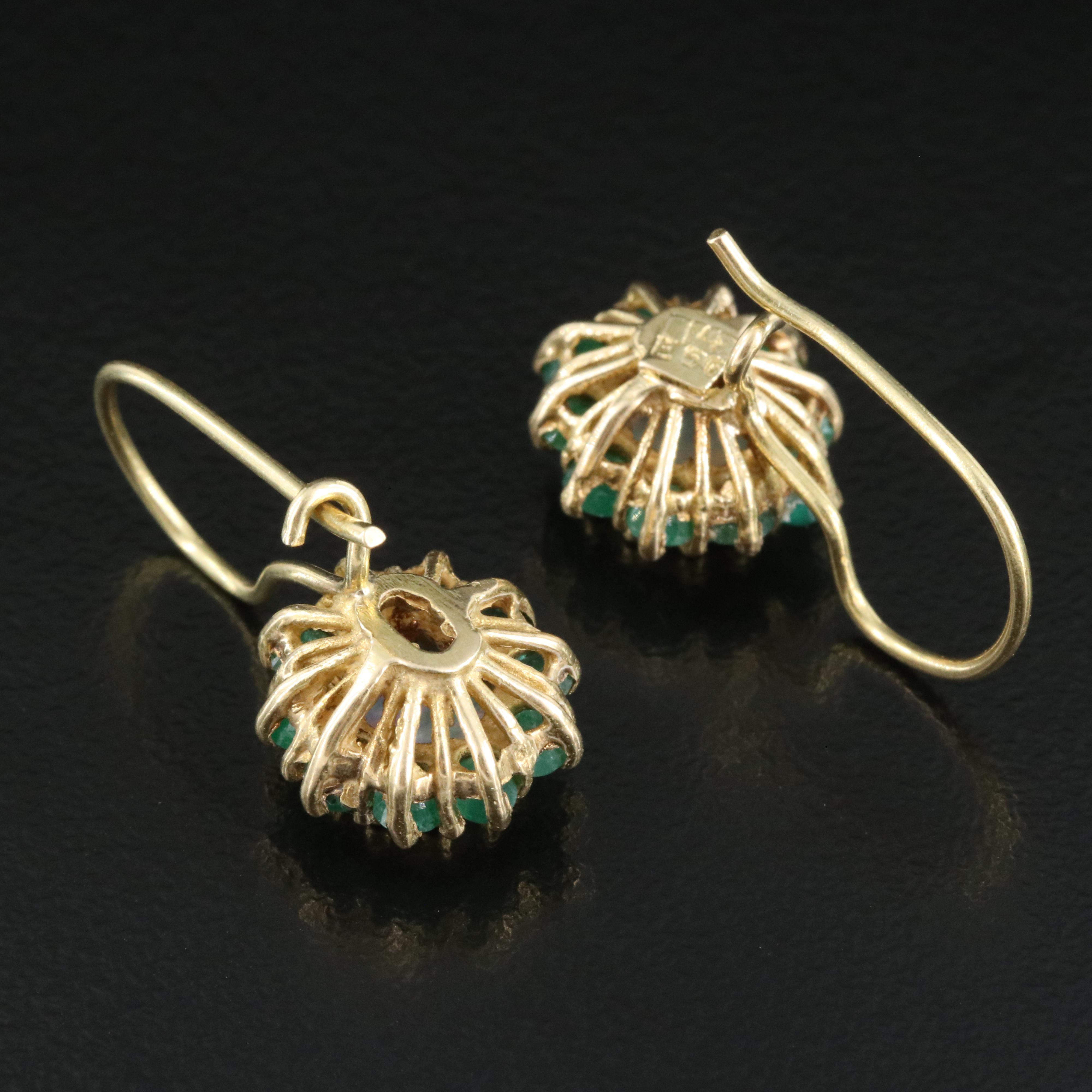 14K Opal and Emerald Earrings