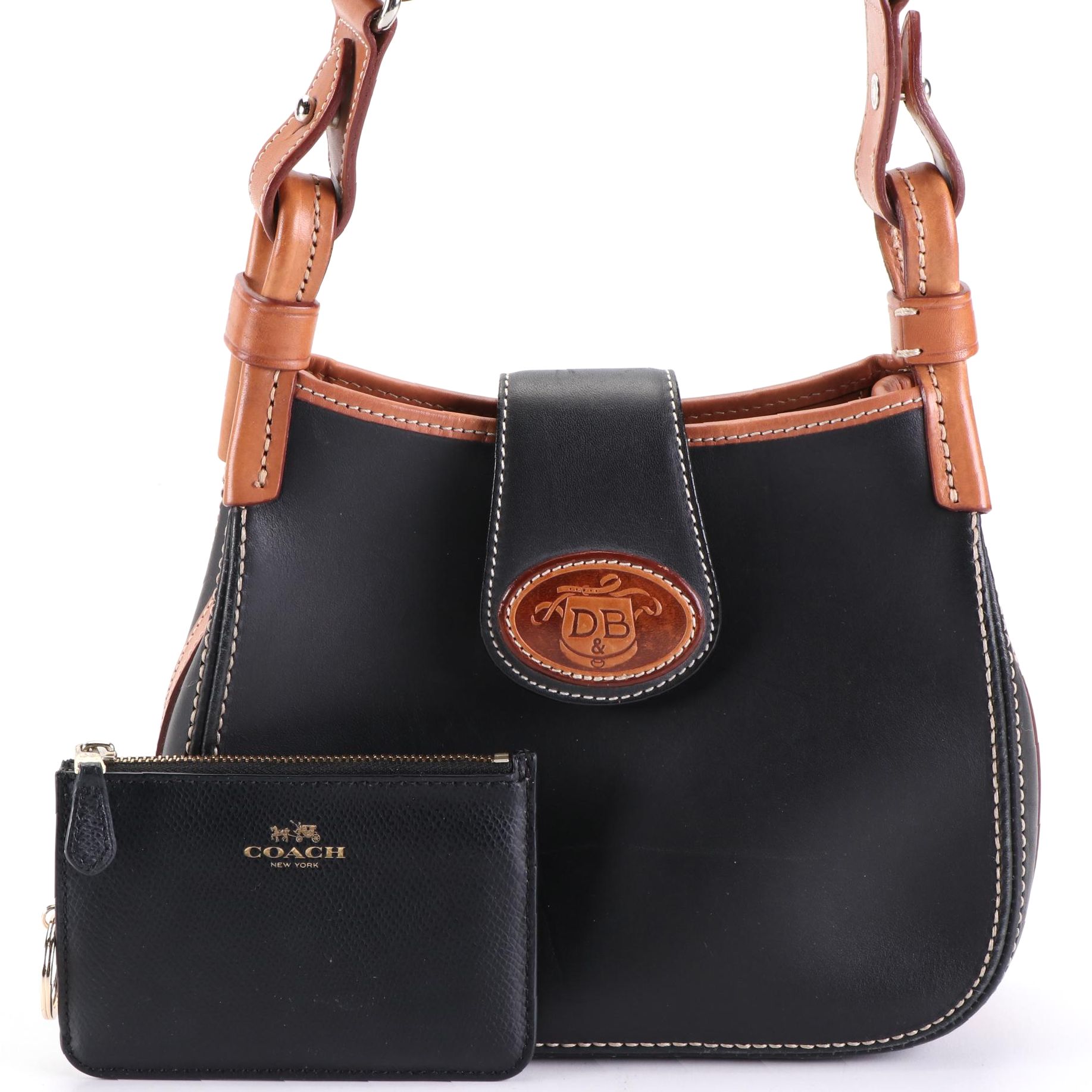 Dooney & Bourke Mini Hobo Shoulder Bag and Coach Key/Coin Pouch in Leather