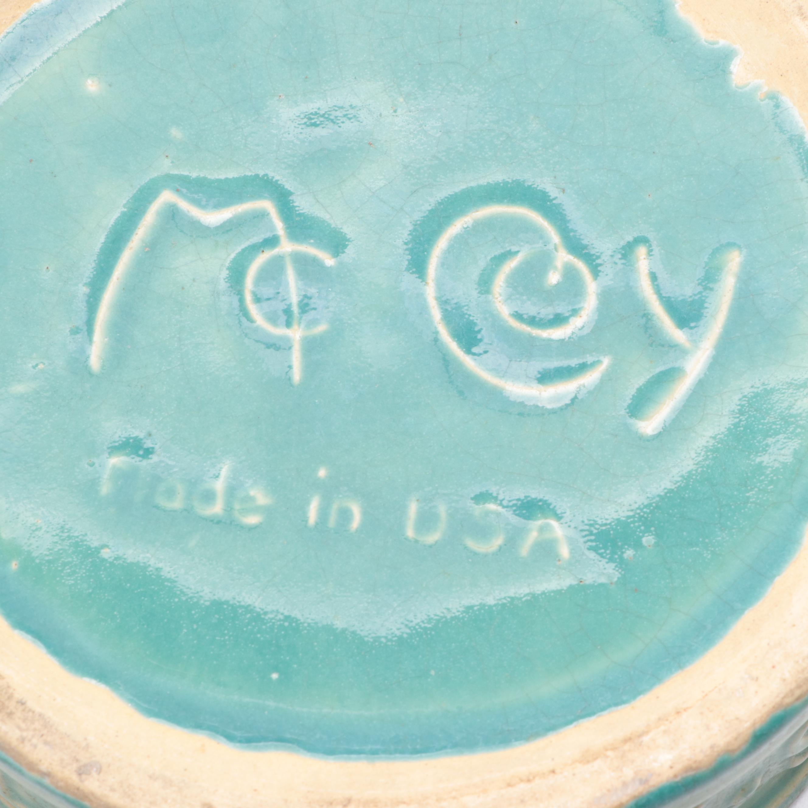 McCoy Pottery Green Glaze Ceramic Dog Bowl, Mid-20th Century