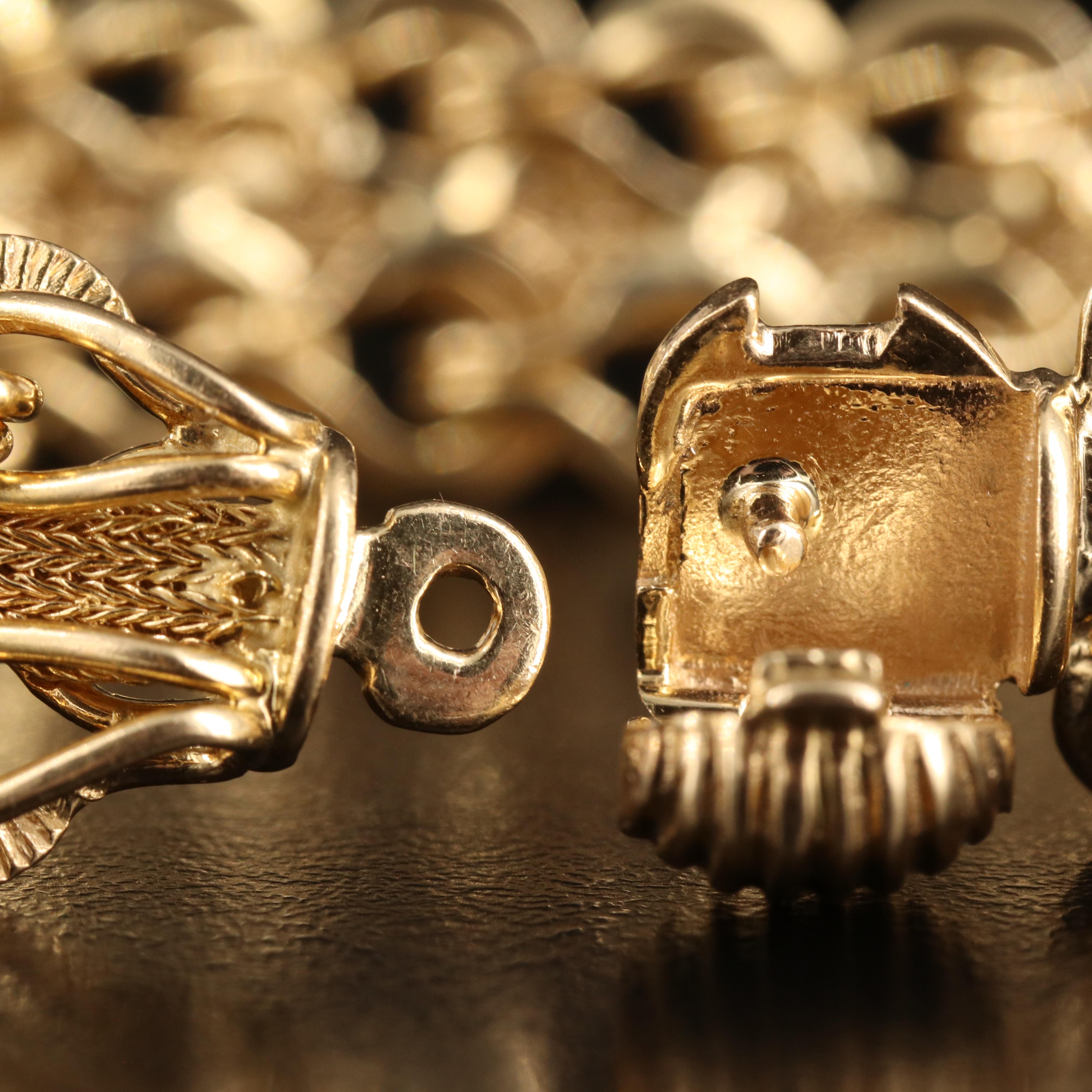 14K Fancy Link Bracelet with Foxtail Chain Detailing