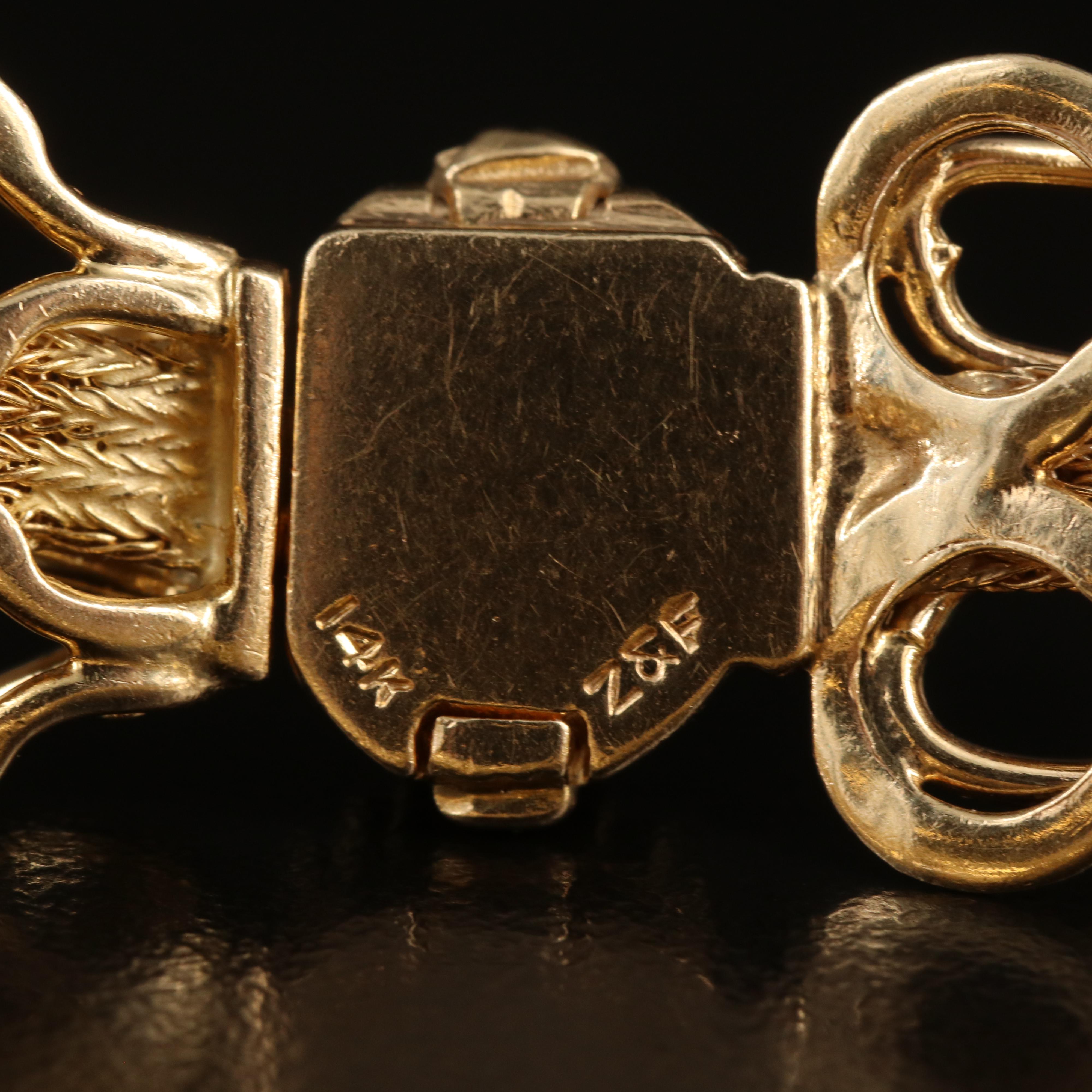 14K Fancy Link Bracelet with Foxtail Chain Detailing